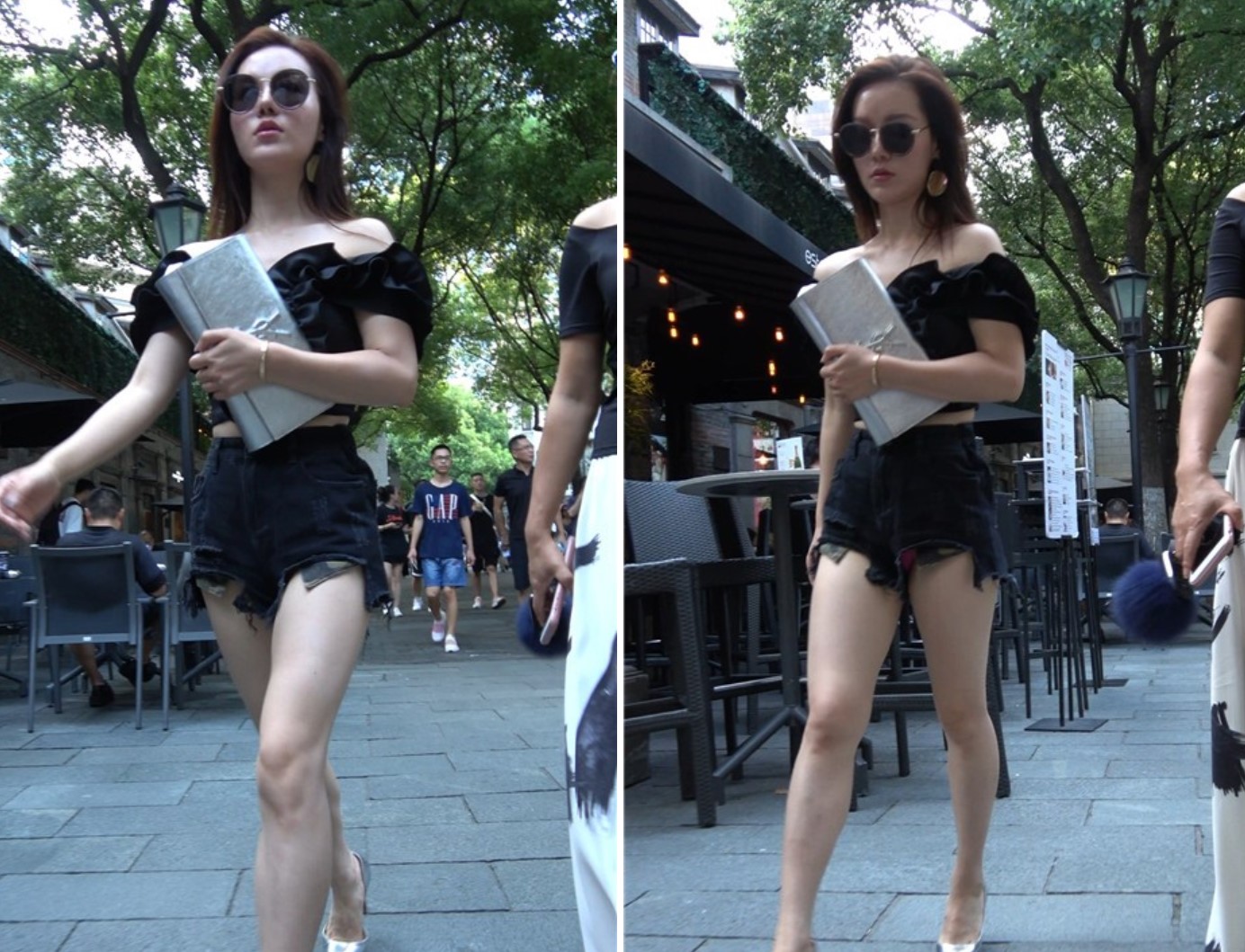 4K - 街拍超短热裤性感美女女神姐姐 [826 MB]