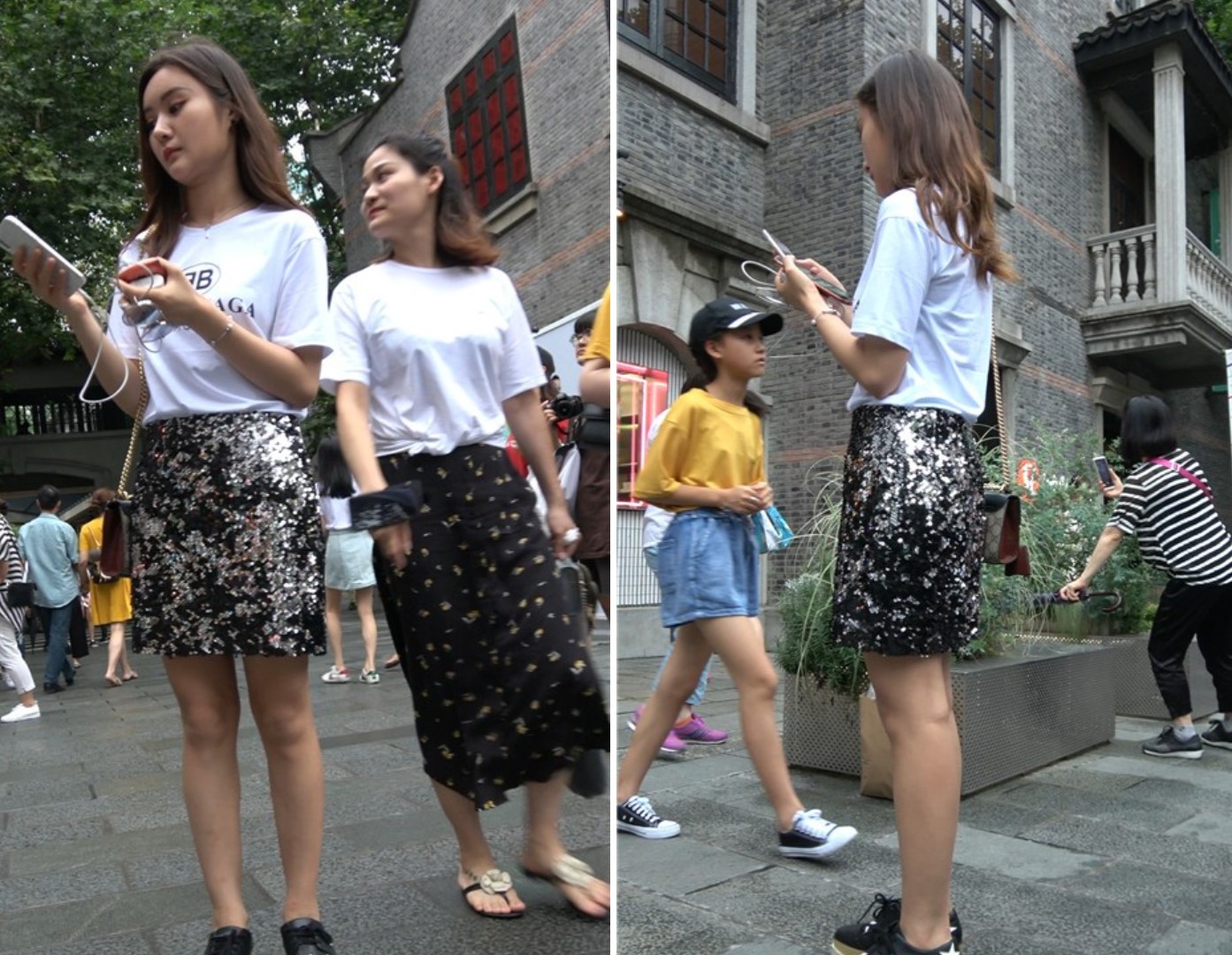 4K - 街拍白T恤美腿小姐姐的短裙亮闪闪 [1.67 GB]