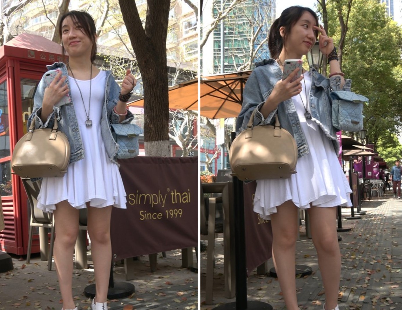 4K - 白色连衣裙性感街拍高跟美女 [2.02 GB]