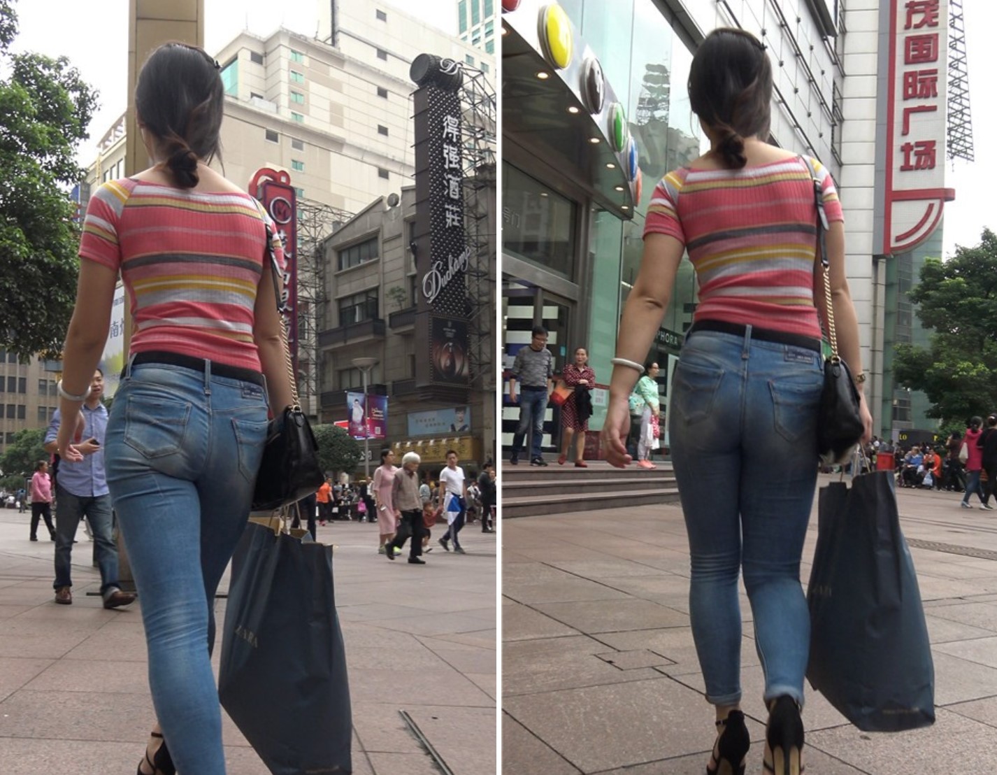 4K - 街拍极品气质牛仔高跟美女 2 [1.03 GB]