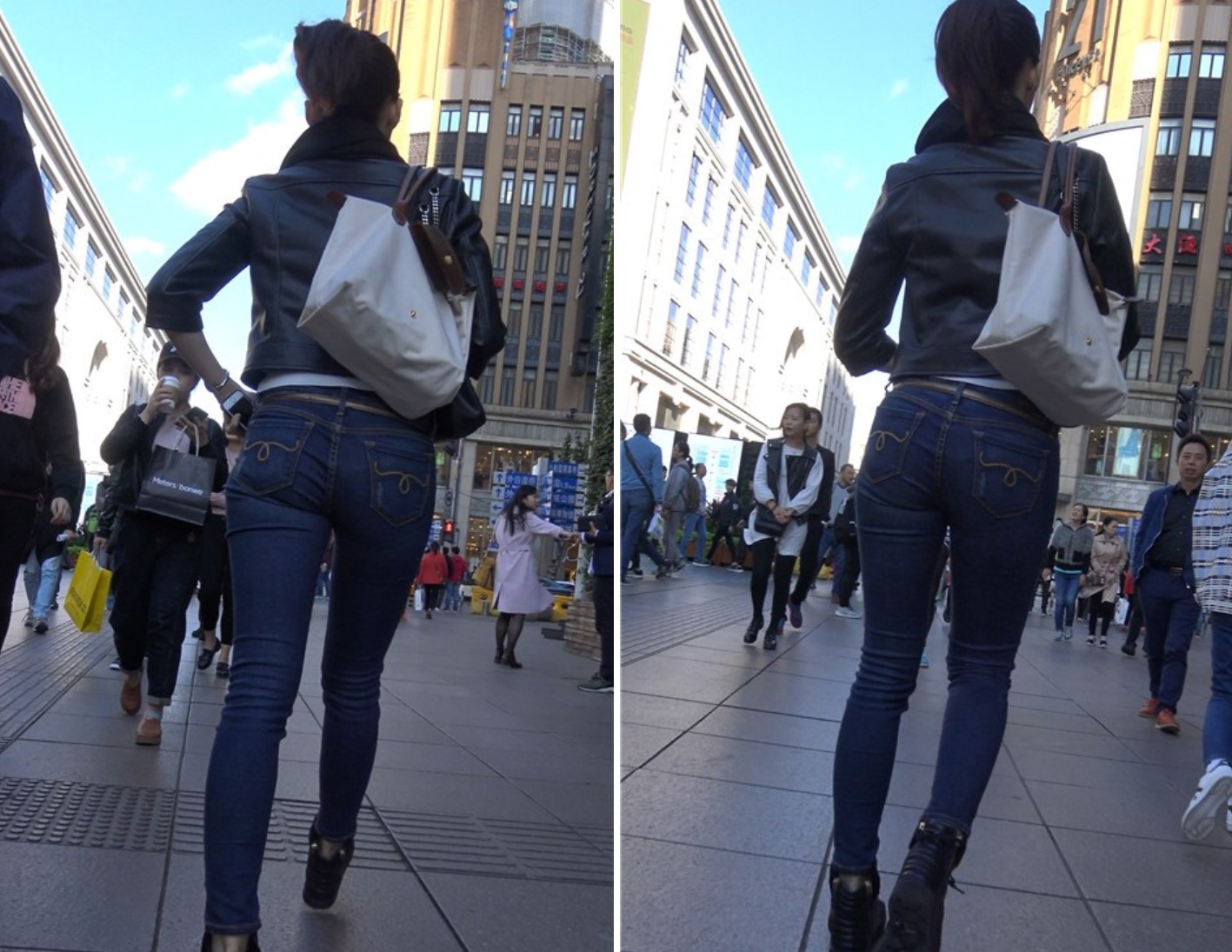 4K - 堪称完美身材街拍牛仔美臀女神 [795 MB]