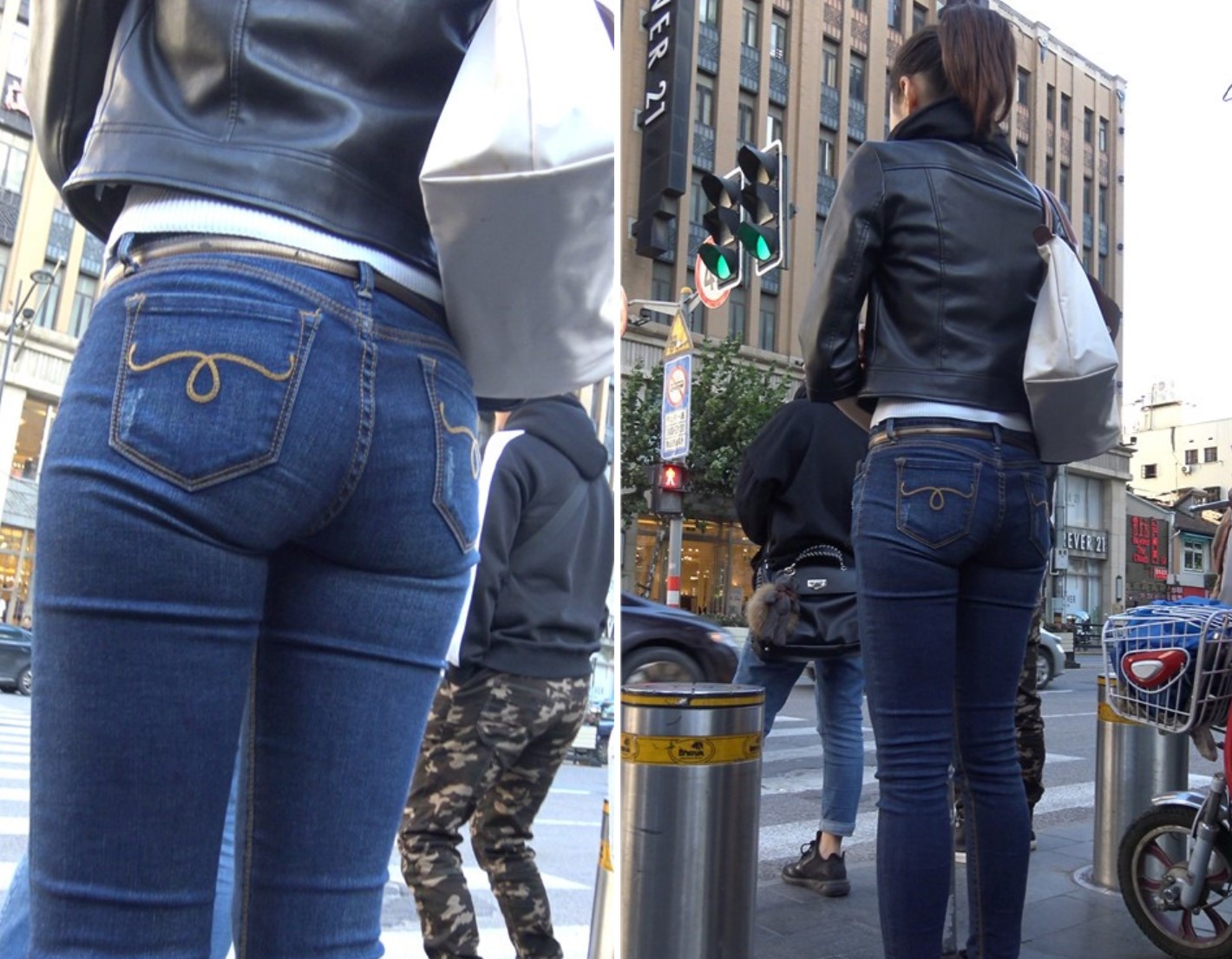 4K - 堪称完美身材街拍牛仔美臀女神 [795 MB]