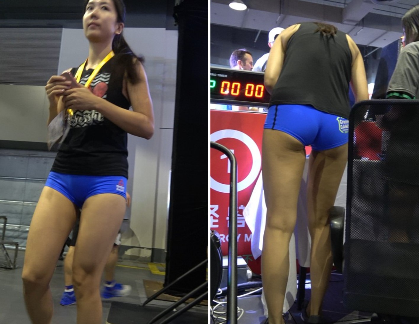 4K 蓝色超短裤街拍美臀性感美女 [657 MB]