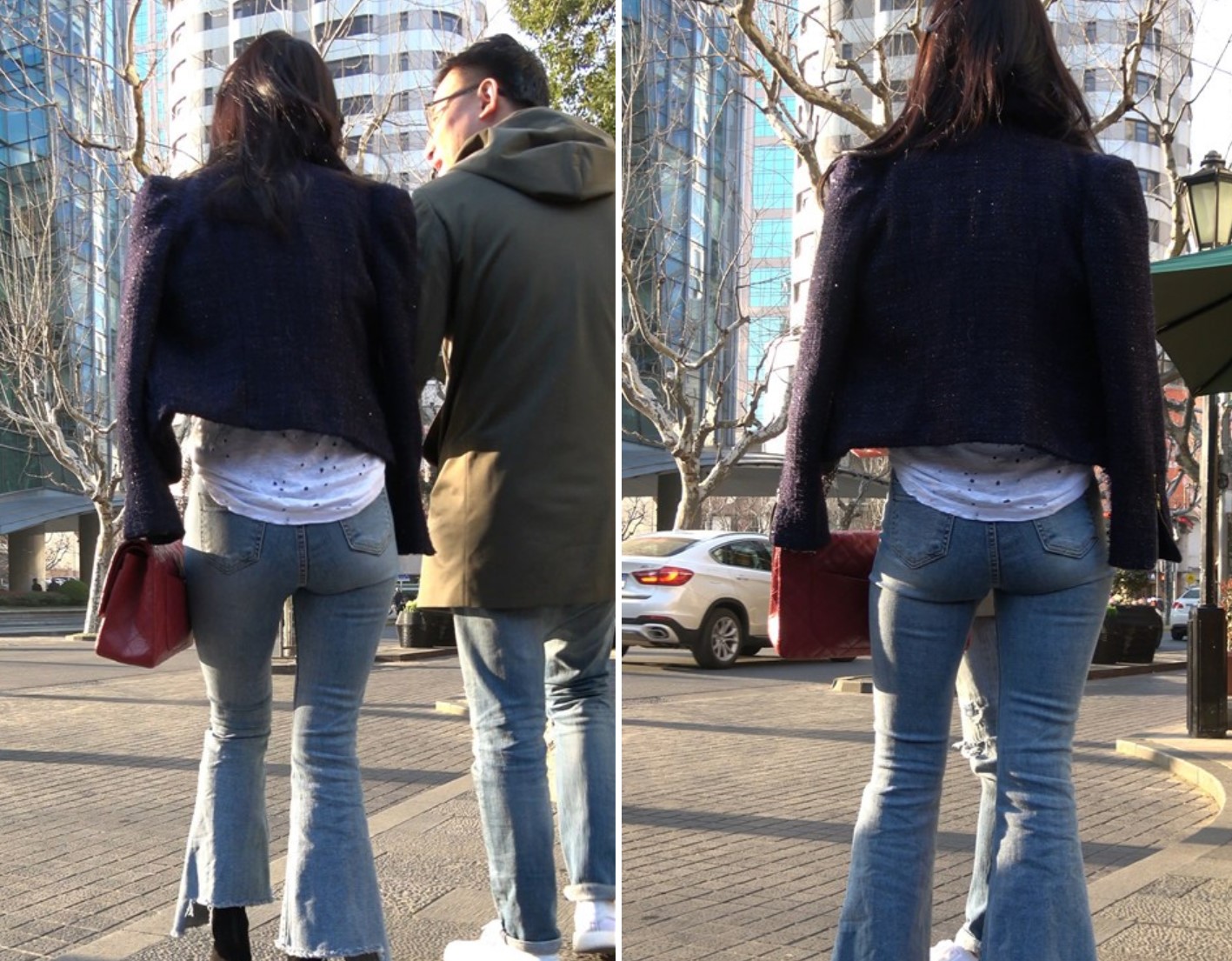 4K 街拍宽臀牛仔喇叭裤熟女姐姐 [825 MB]