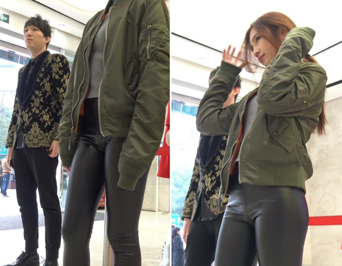 4K 街拍紧身皮裤美丽小姐姐买衣服 [830 MB]