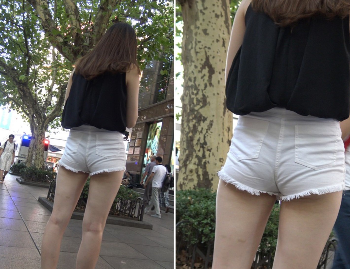 4K 黑色衣服街拍热裤极品美腿美女 [507 MB]