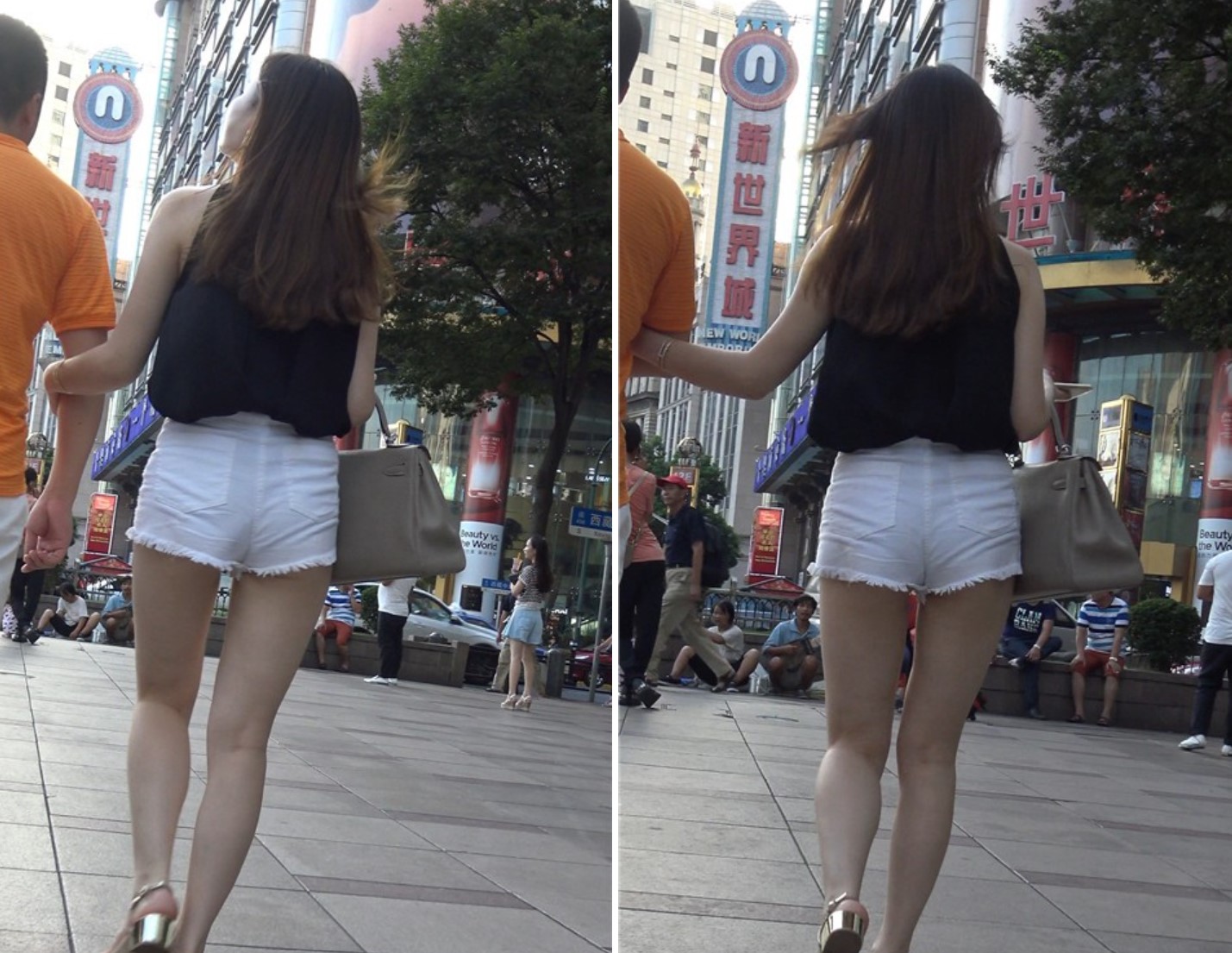 4K 跟拍白短热裤标准身材美腿美女 2 [846 MB]
