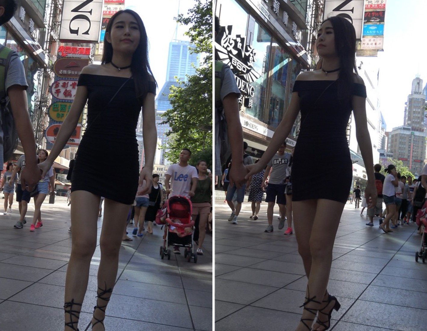 4K 街拍黑色紧身短裙美图高贵气质美女 [1.17 GB]