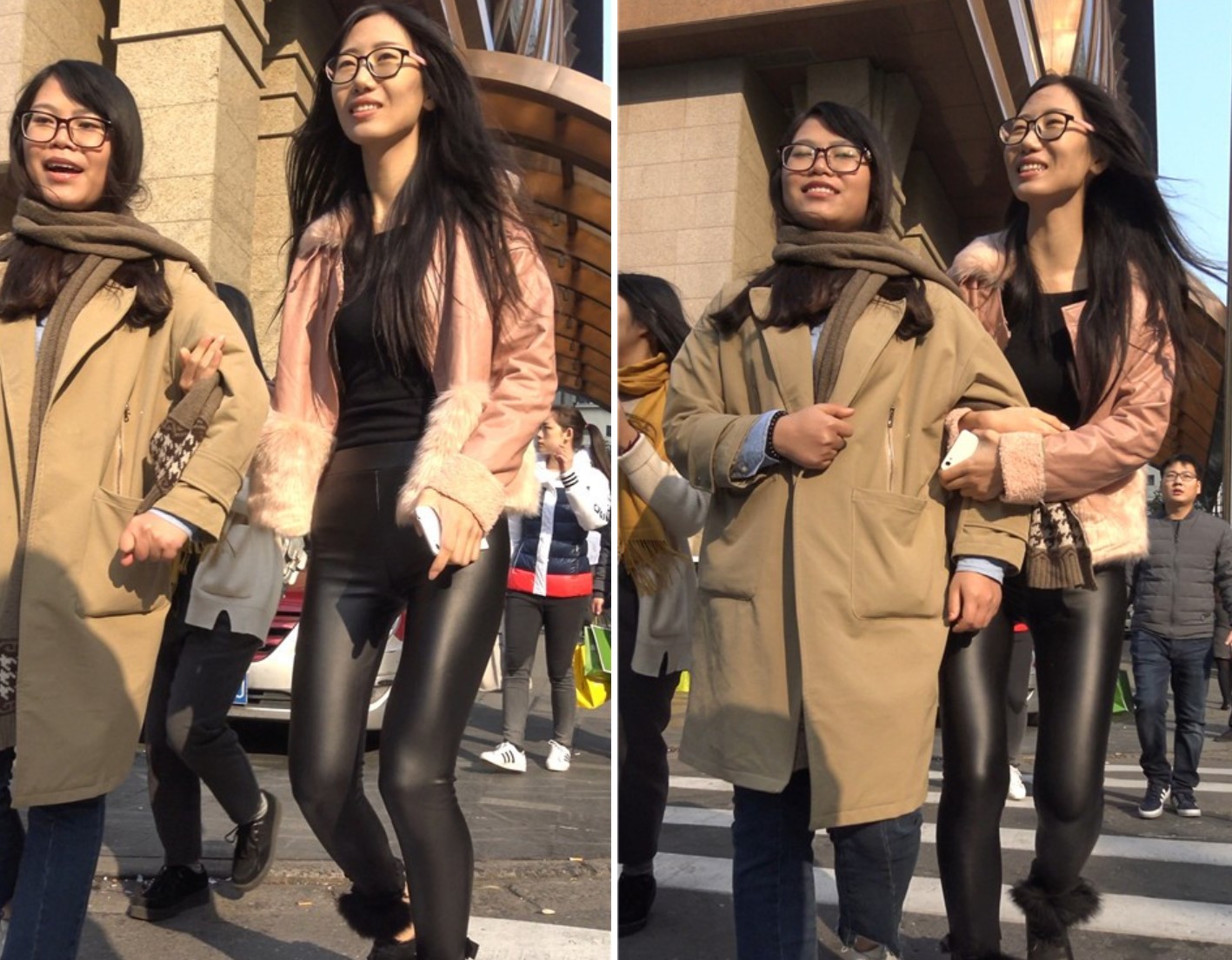 4K 街拍皮裤紧身翘臀眼镜妹 [1.27 GB]