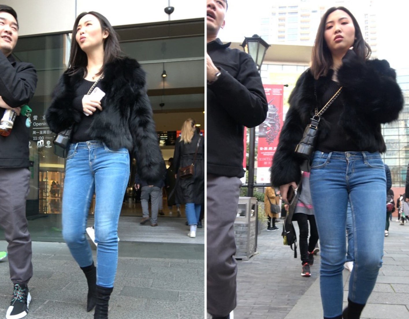 4K 街拍牛仔裤高挑性感御姐范美女 [1.22 GB]