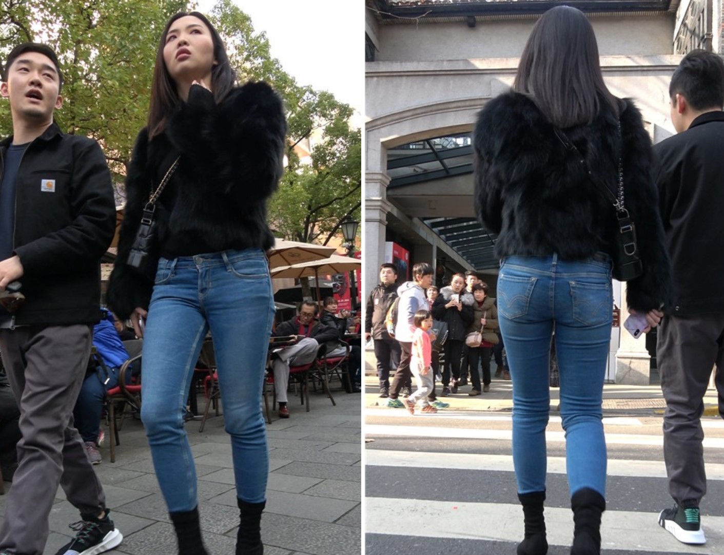 4K 街拍牛仔裤高挑性感御姐范美女 [1.22 GB]