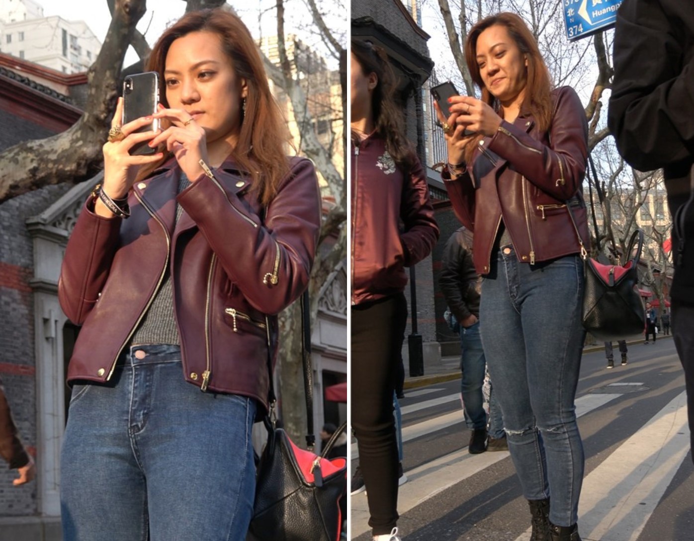 4K 街拍牛仔紧身皮衣成熟美女 [1.26 GB]