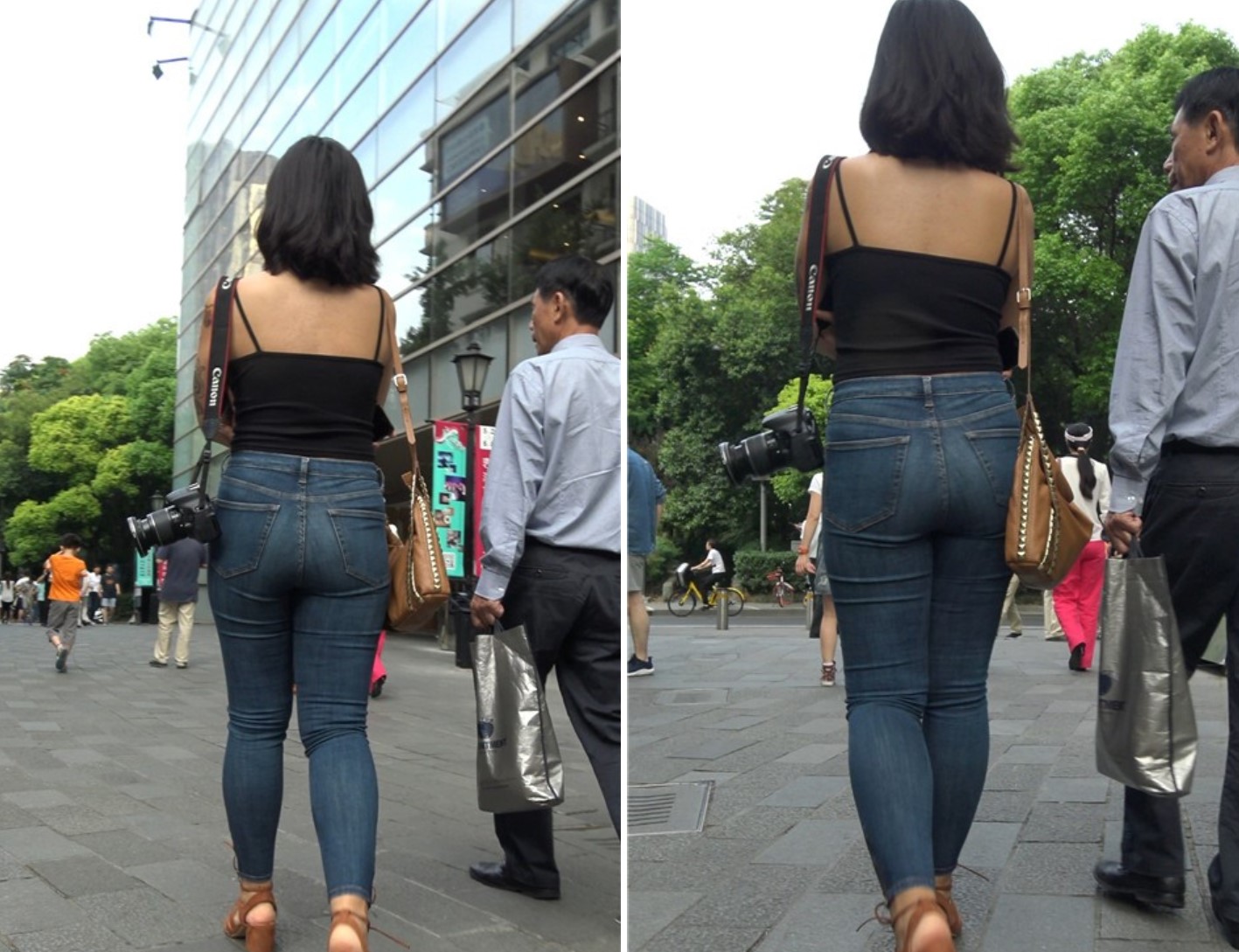 4K 街拍黑色吊带衫紧身蓝牛性感美女 [1.31 GB]