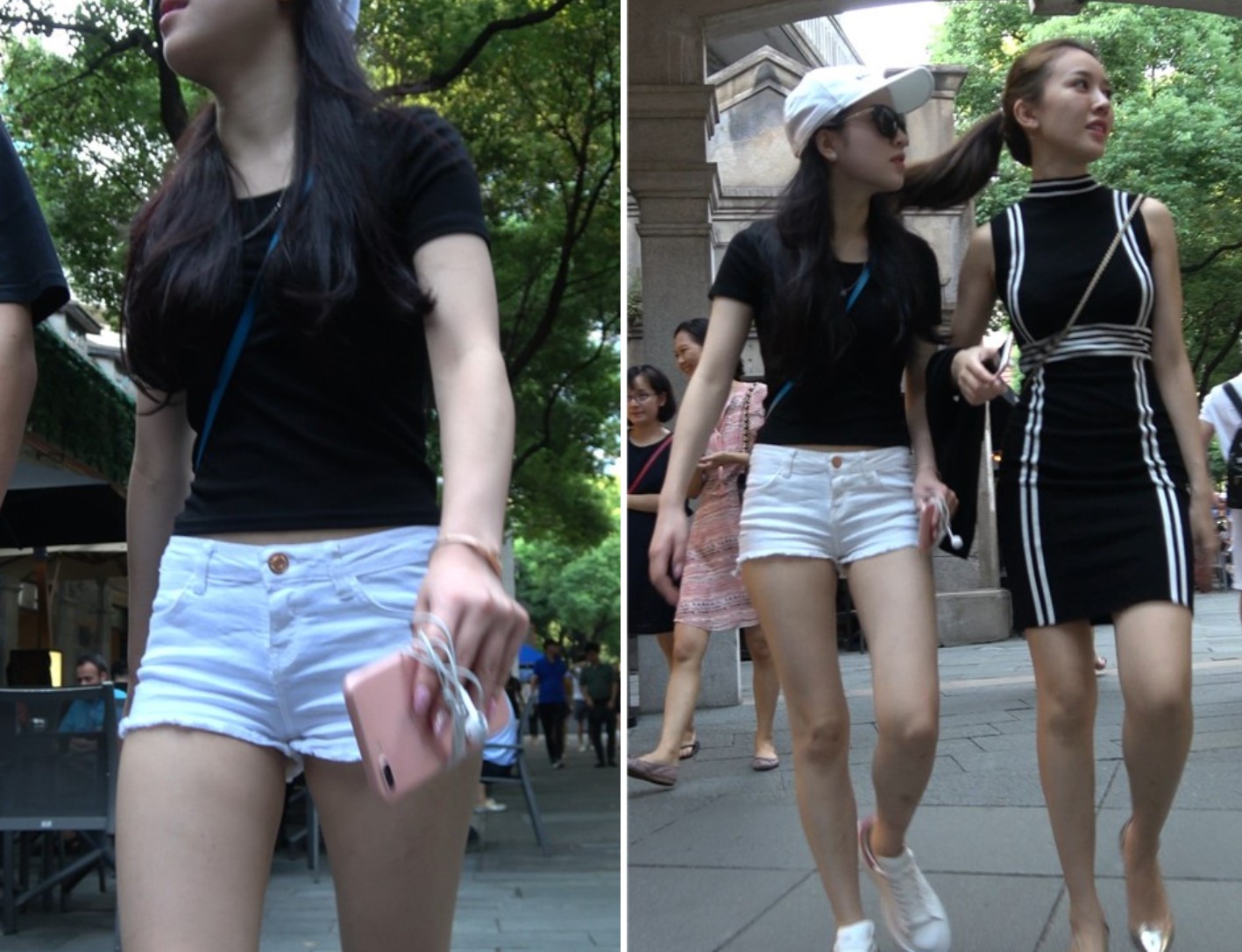 4K 街拍性感包臀裙银白色高跟美女 [814 MB]