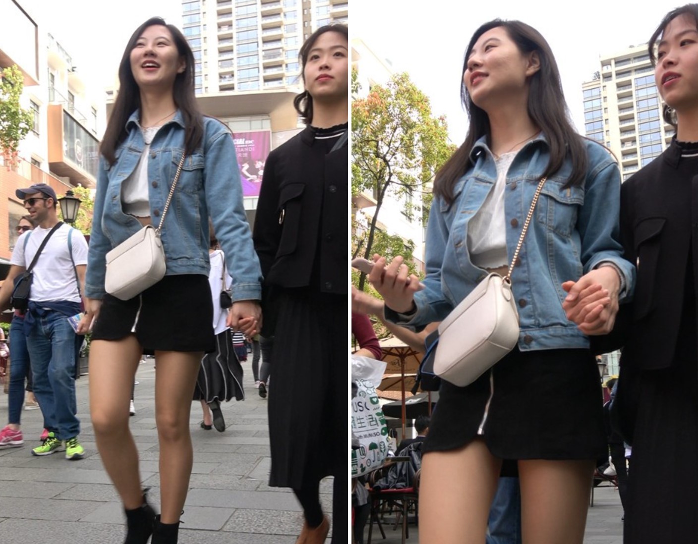 4K 街拍性感短裙美腿牛仔外套气质美女 [1.54 GB]