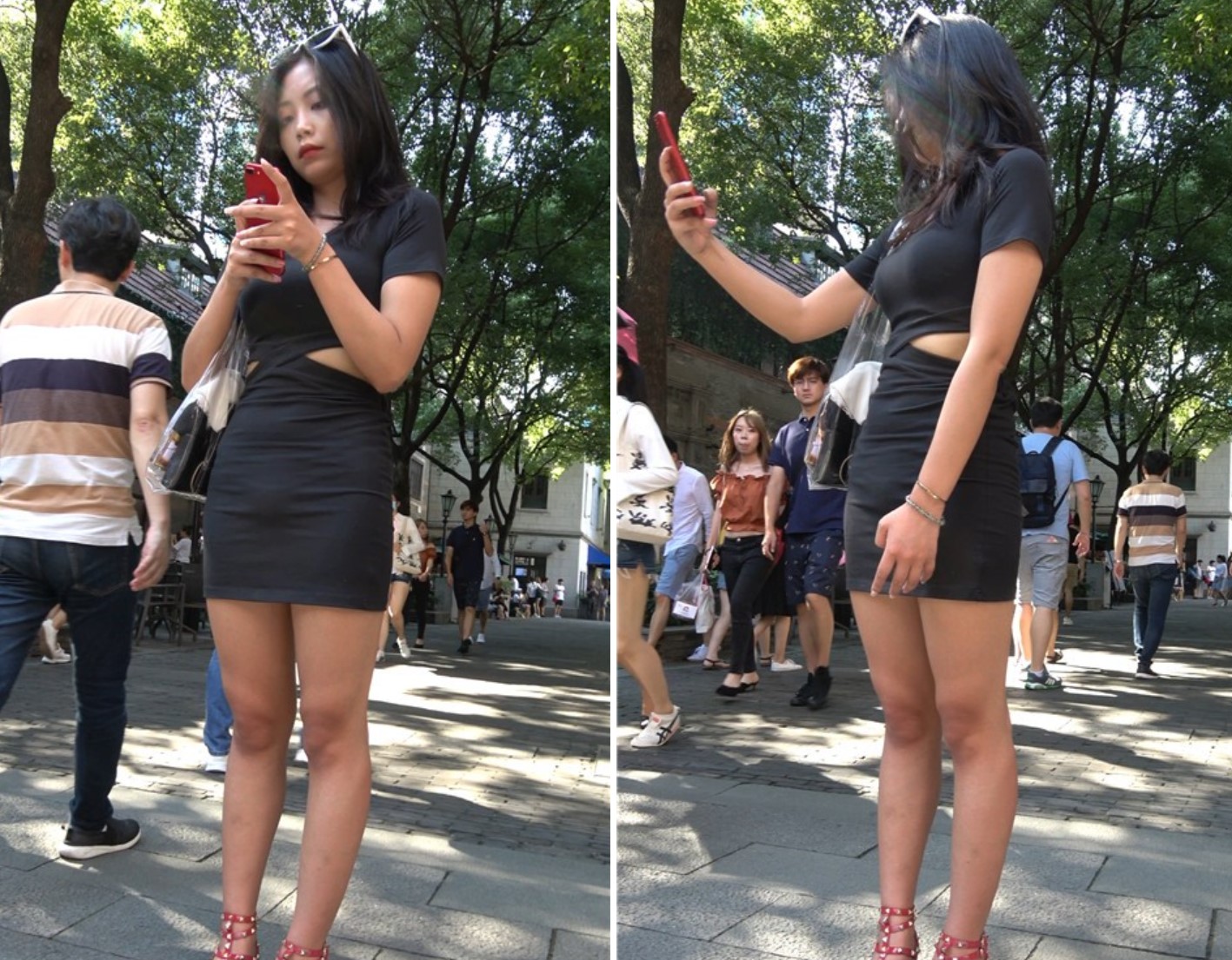 4K 完美身材高颜值紧身裙街拍美女美腿 [1.66 GB]