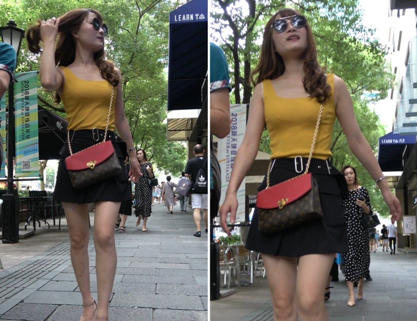 4K 黄衣服街拍短裙凉高跟性感美女 [1.08 GB]