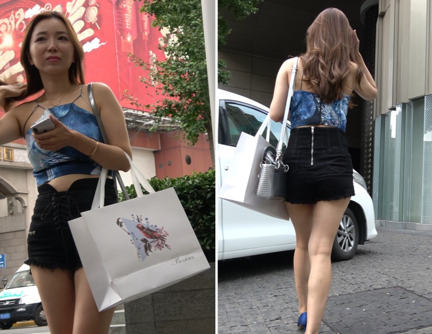 4K 街拍蓝色高跟性感身材美女 [879 MB]