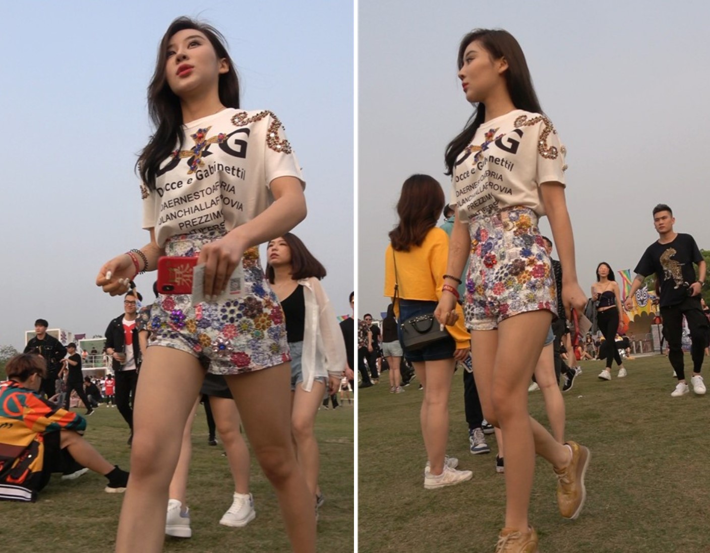 4K 性感美腿花裤子美女