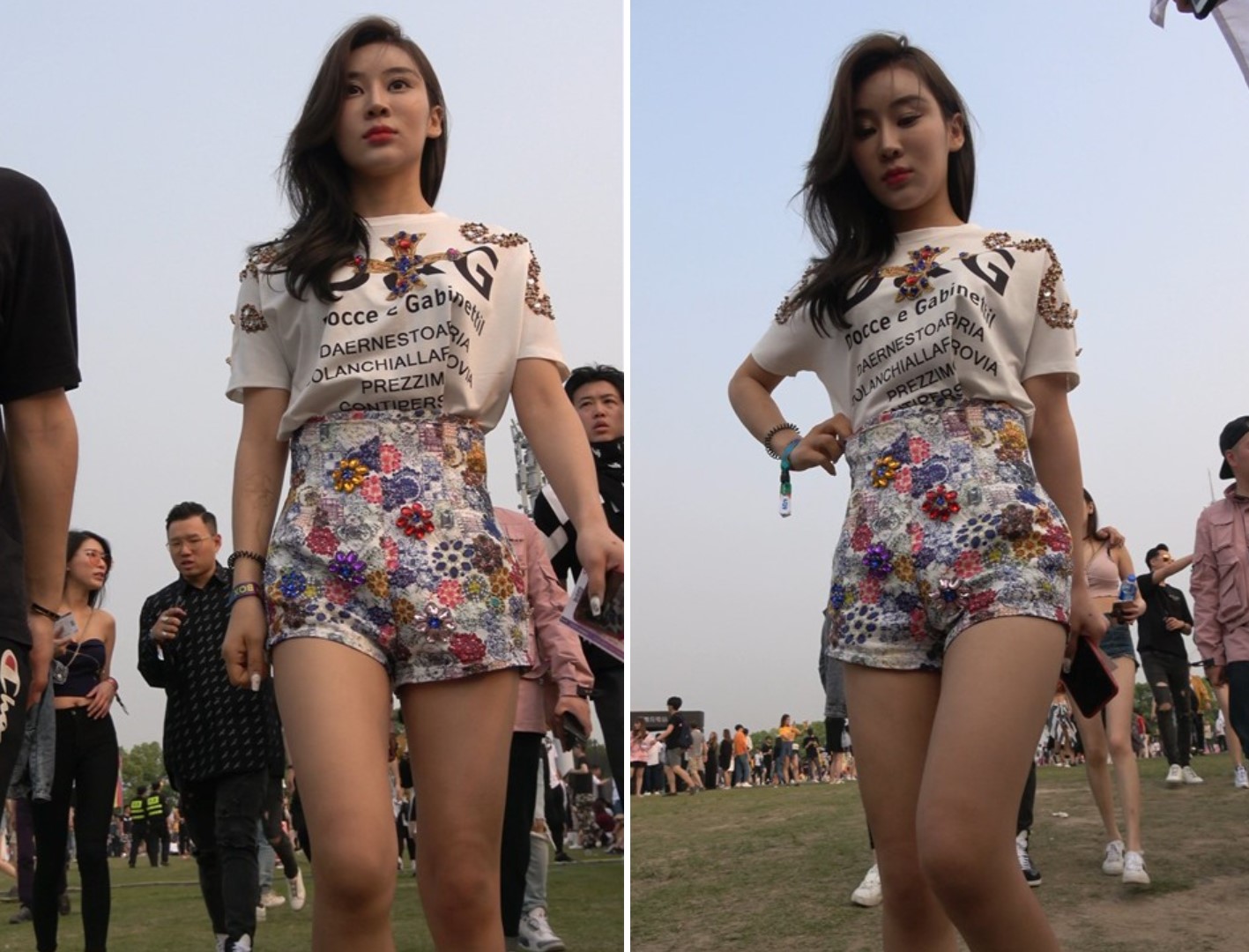 4K 性感美腿花裤子美女