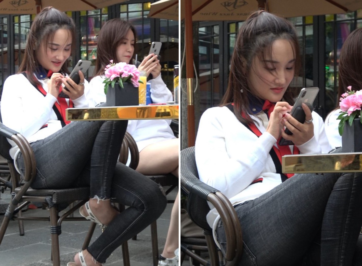 4K 超高颜值牛仔裤高跟鞋美女