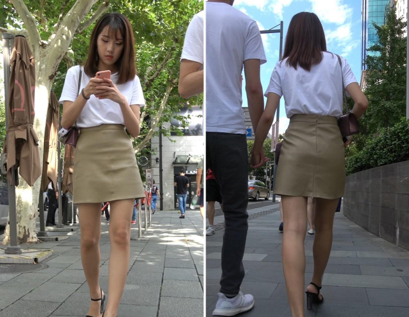 4K 白衬衫短裙高跟靓丽美女小姐姐