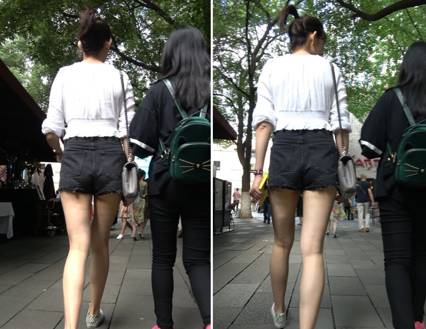 4K 街拍大长腿热裤美女姐姐