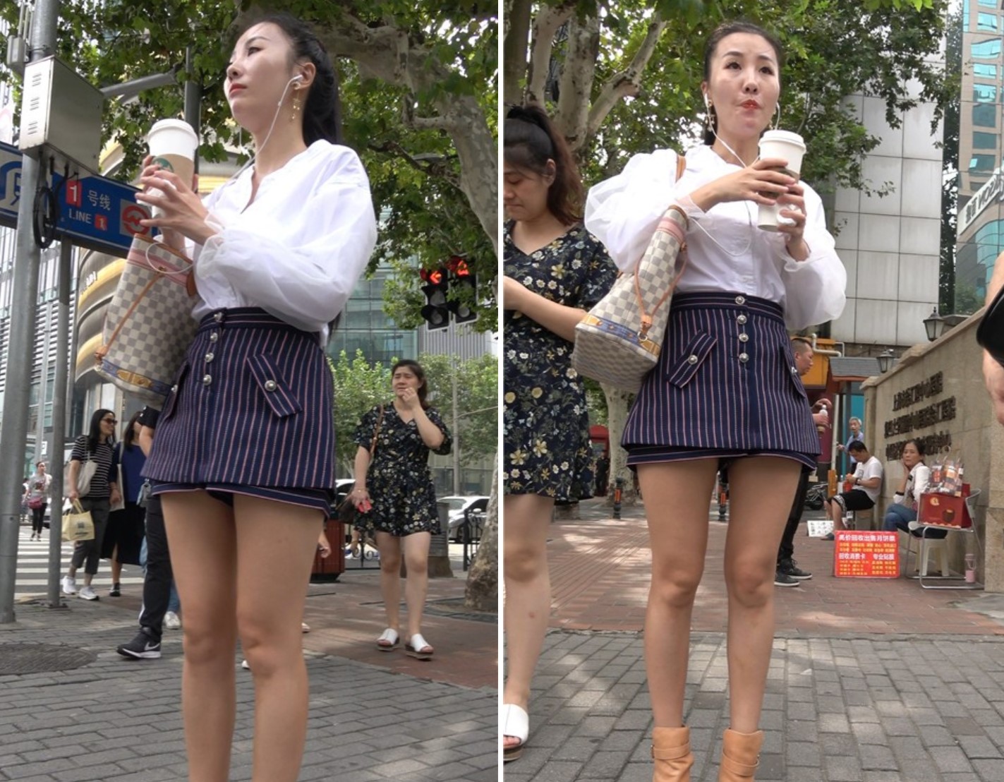 4K 极品美腿白衬衫长马尾辫美女姐姐