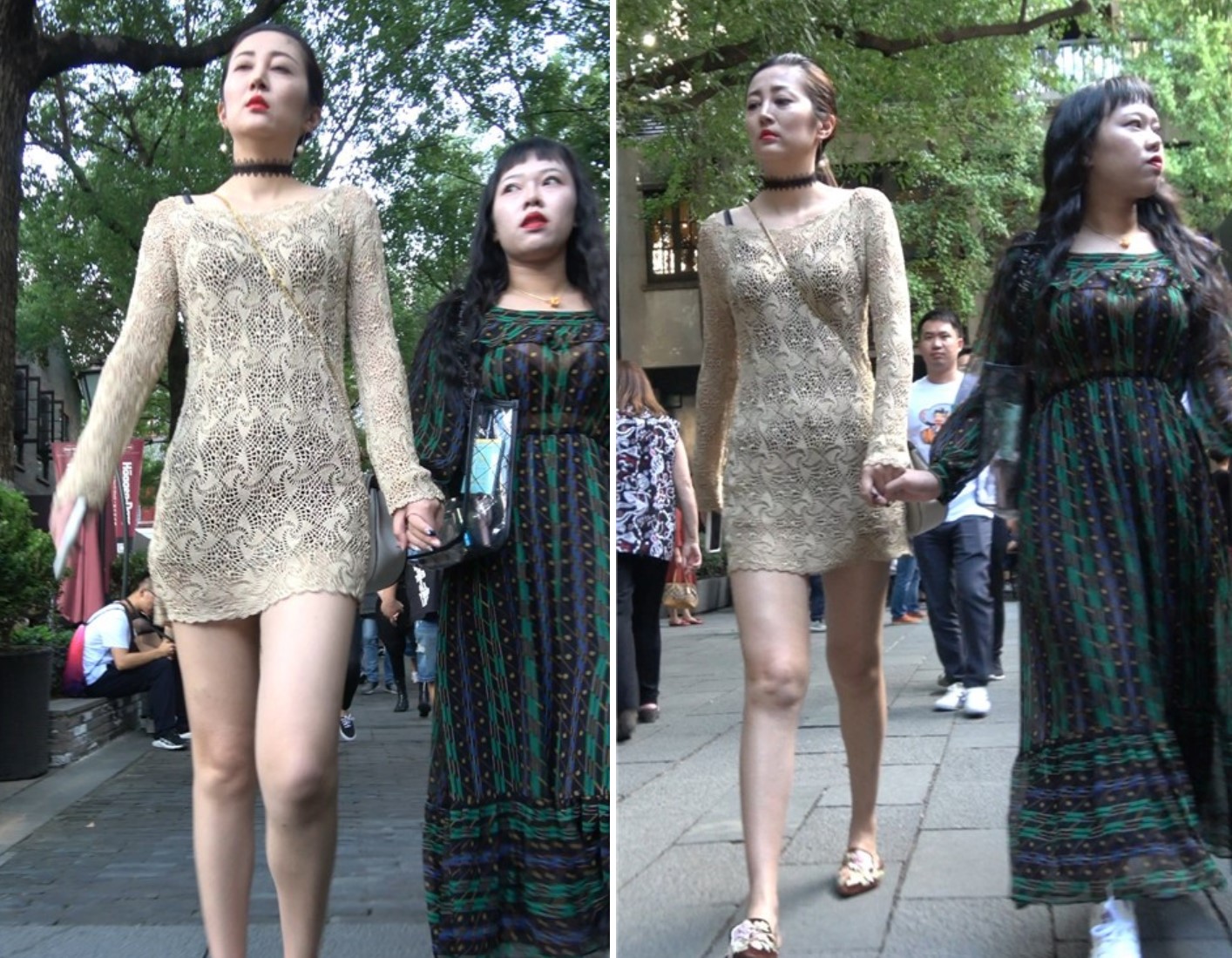 4K 金色短裙性感街拍美女