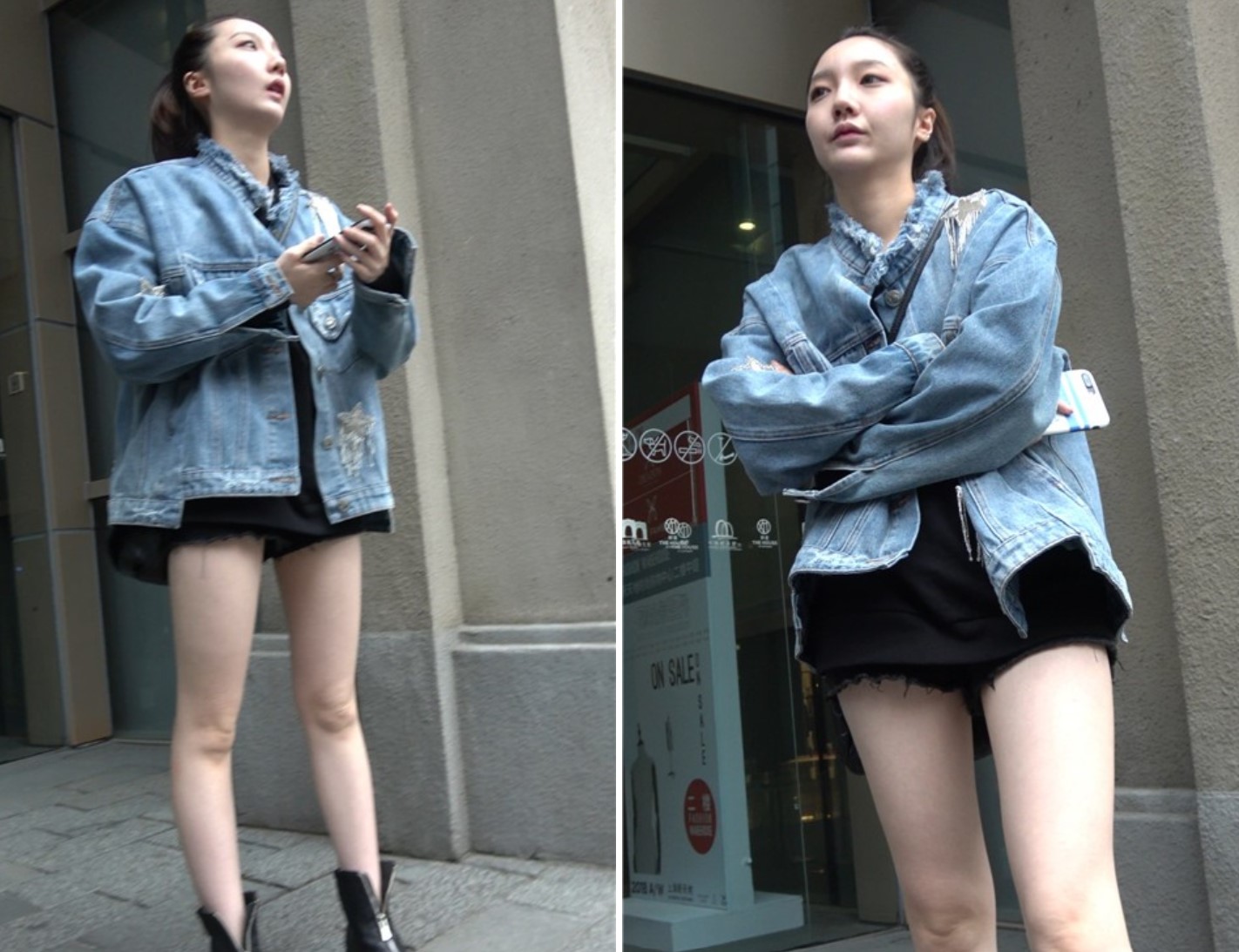 4K - 街拍苗条身材超短热裤美女姐姐 [1.15 GB/MP4]