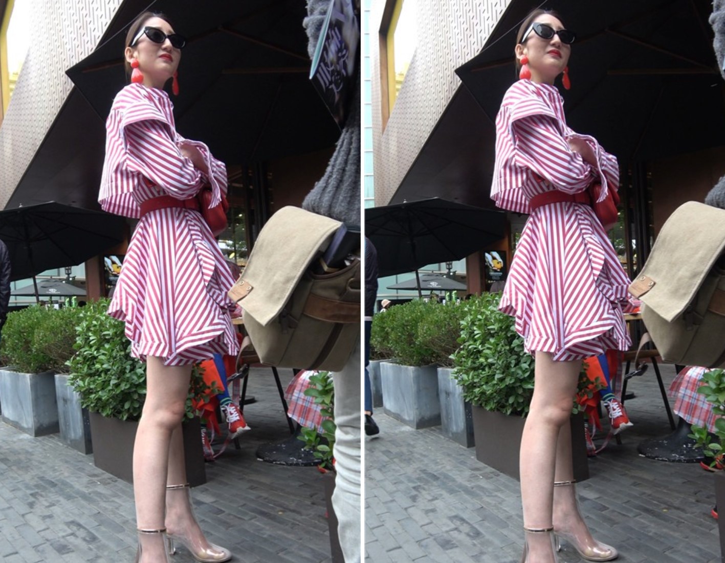 4K - 街拍性感条纹裙高跟鞋美女姐姐 [1.05 GB/MP4]