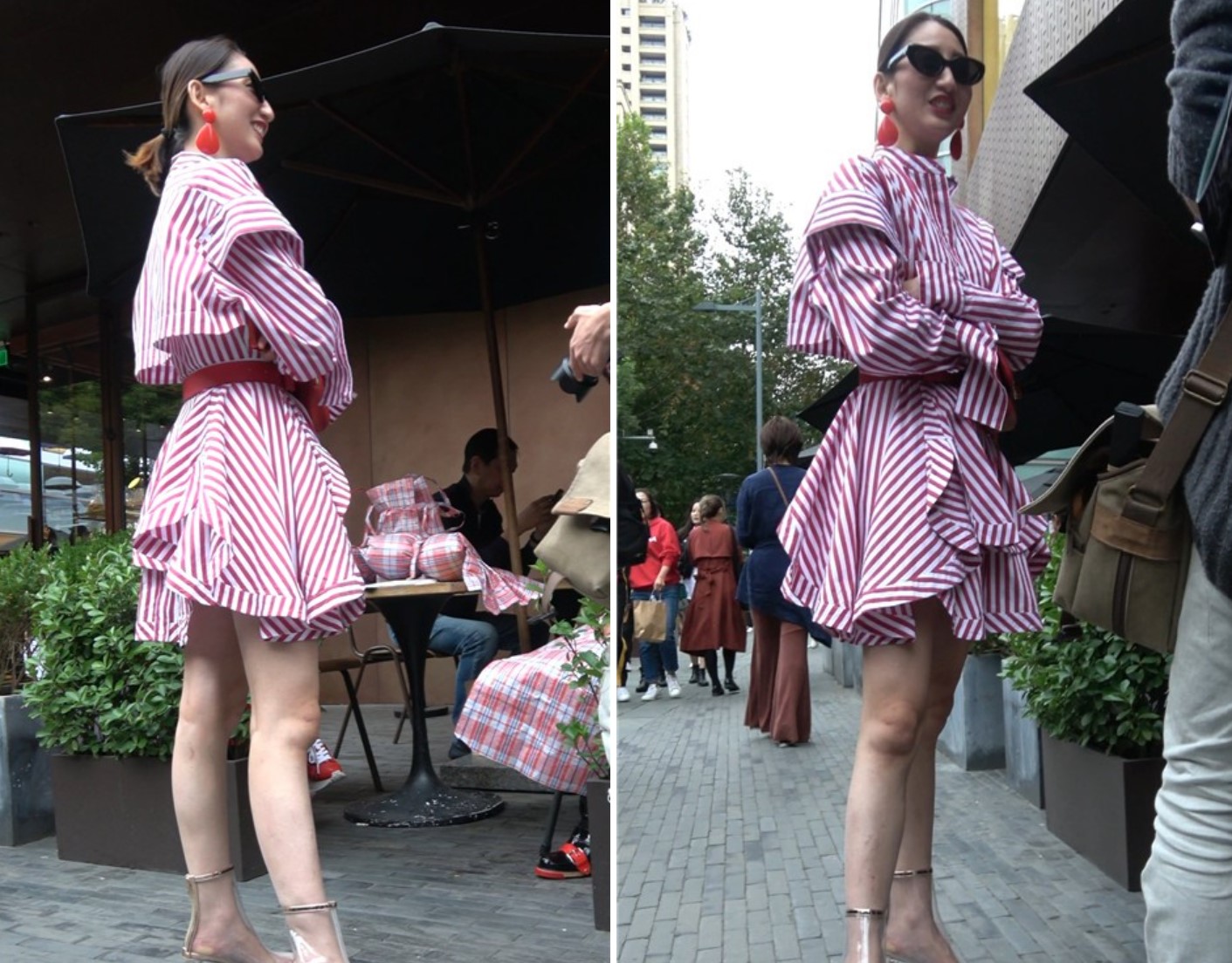 4K - 街拍性感条纹裙高跟鞋美女姐姐 [1.05 GB/MP4]