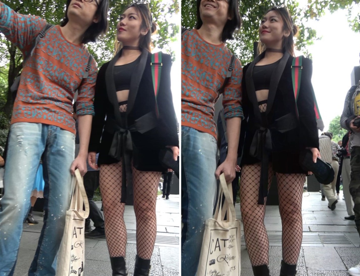 大眼网袜美腿开朗街拍美女笑容美丽 [750 MB/MP4]