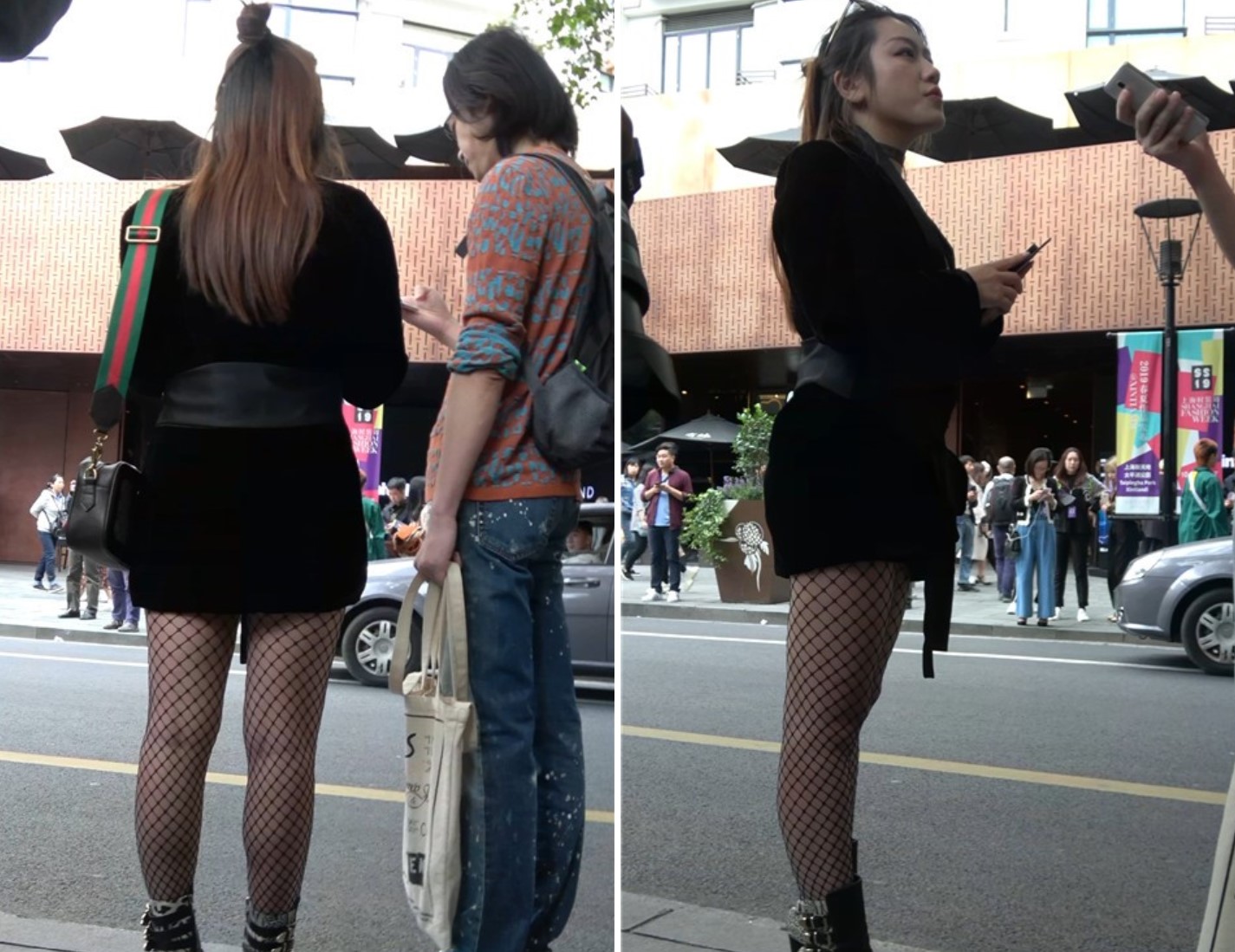 大眼网袜美腿开朗街拍美女笑容美丽 [750 MB/MP4]