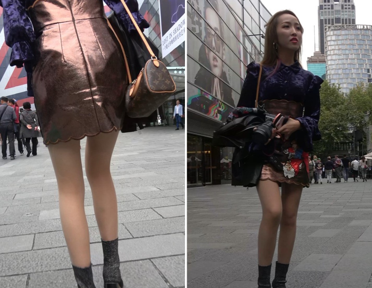 手持单反的时尚美裙街拍美腿姑娘 [664 MB/MP4]