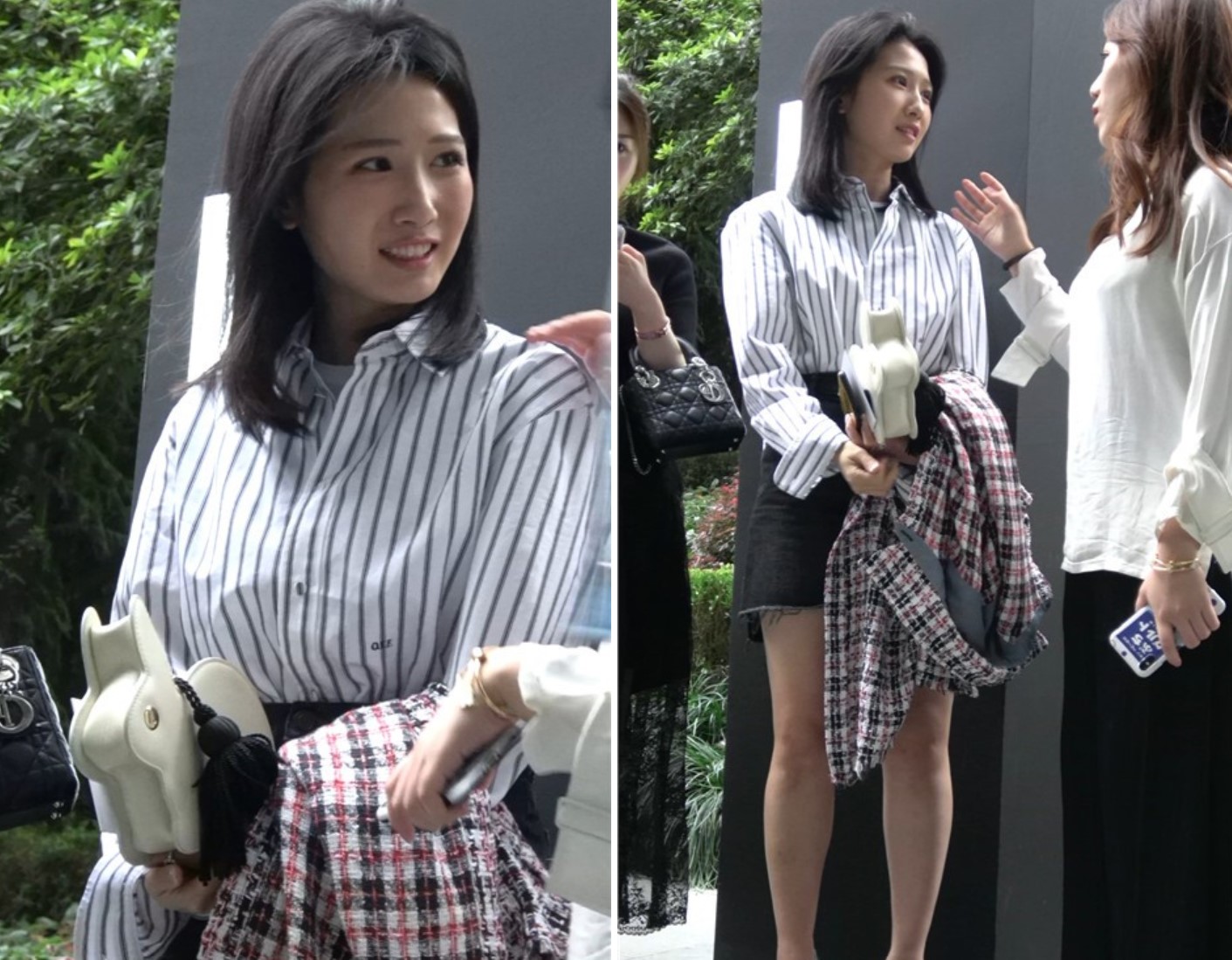 4K - 条纹衬衫短裙气质街拍高跟美女 [1.23 GB/MP4]