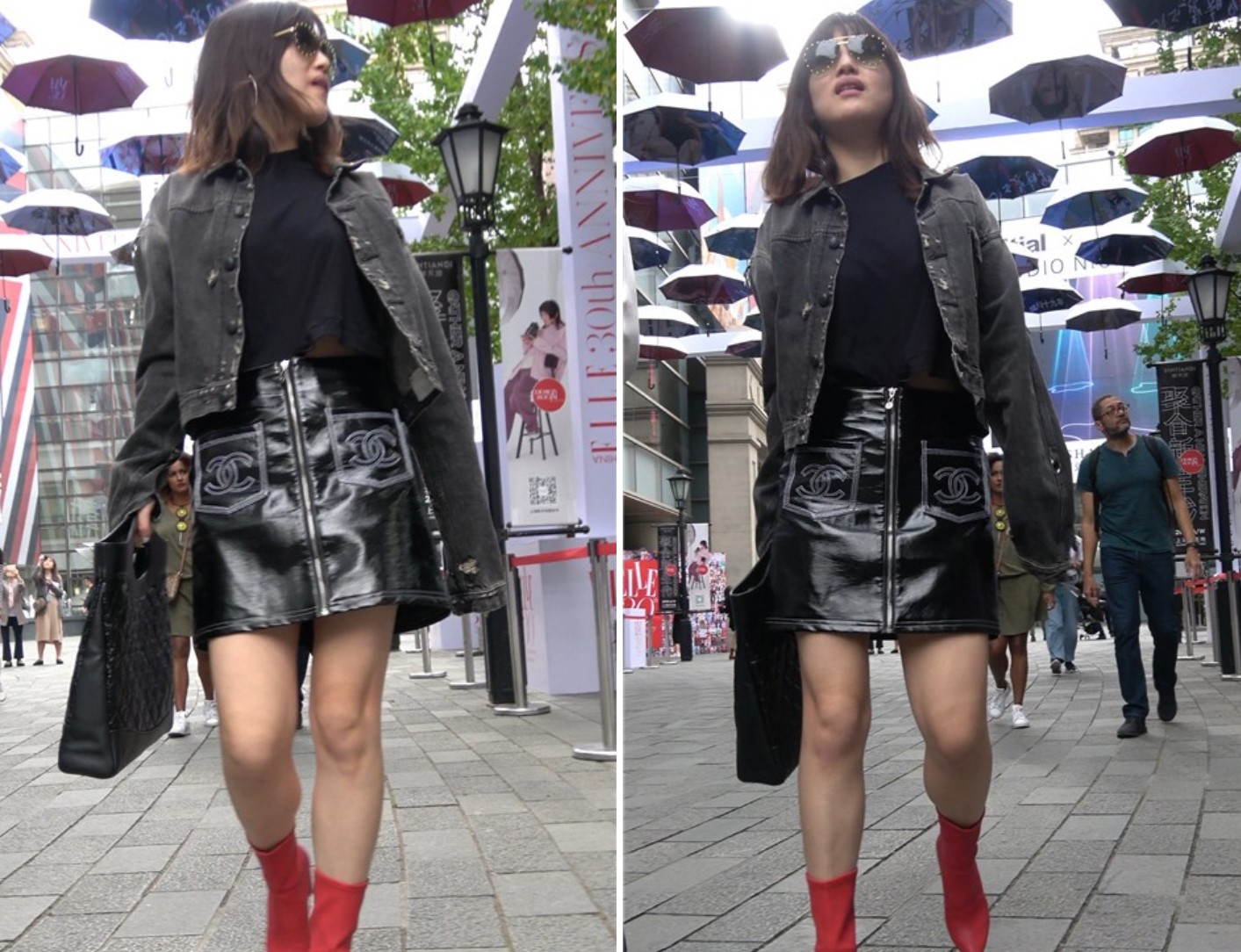 4K - 红靴子街拍短裙美腿气质墨镜美女 [1.12 GB]