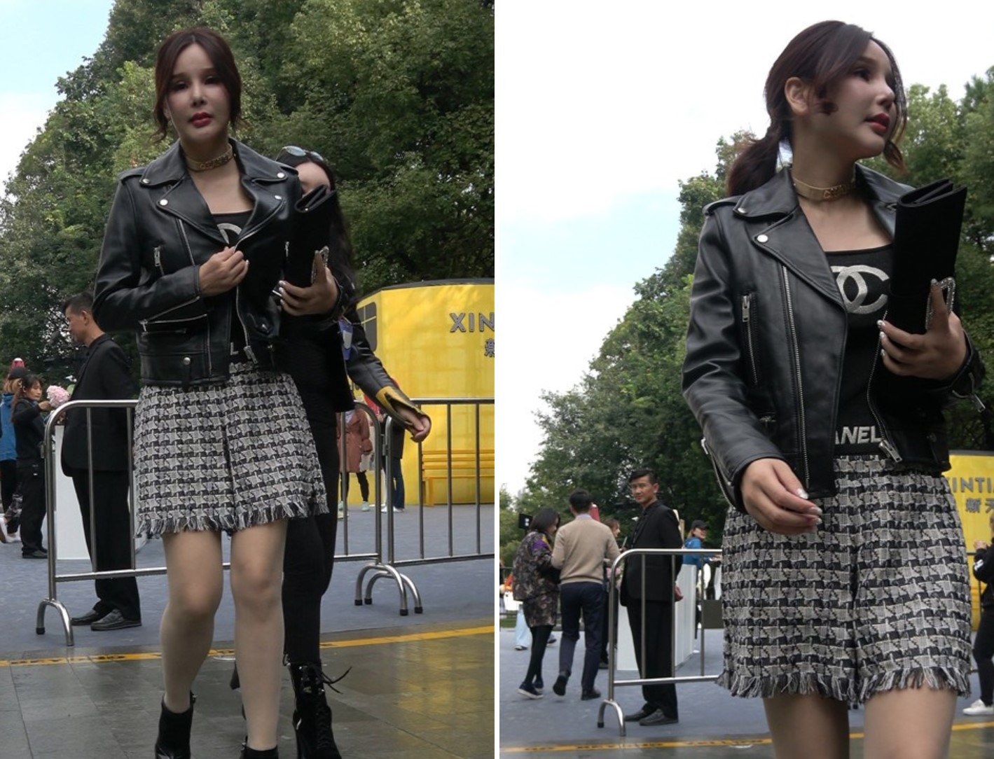4K - 街拍丝袜高跟性感身材皮衣女 [677 MB]