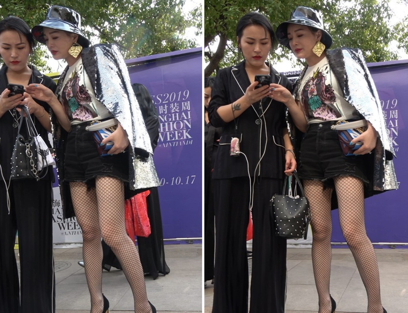 4K - 高跟美腿网袜街拍美女这身打扮很霸气的感觉 [1.37 GB/MP4]