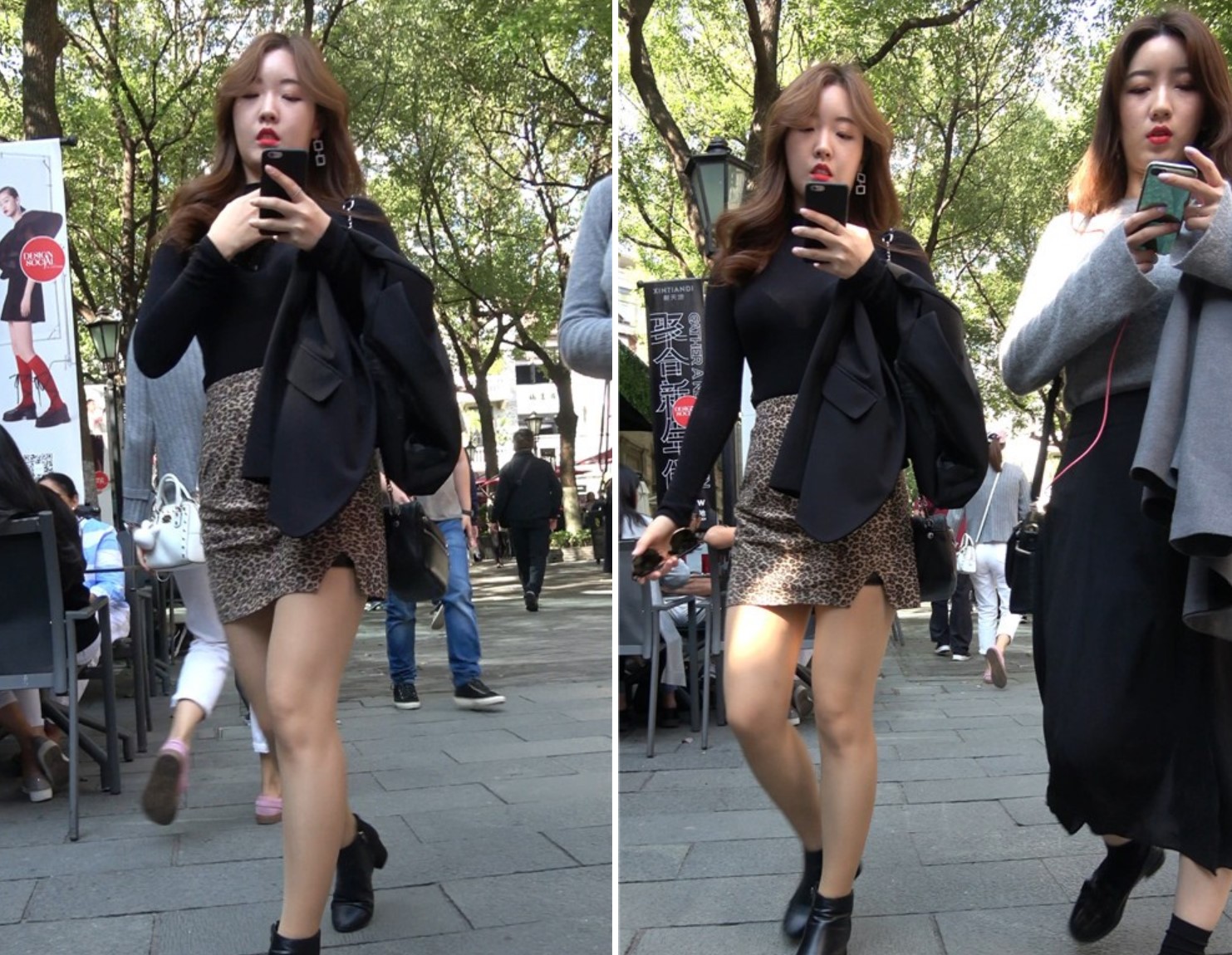 4K - 非常有气质的豹纹群街拍美女 [1.19 GB/MP4]