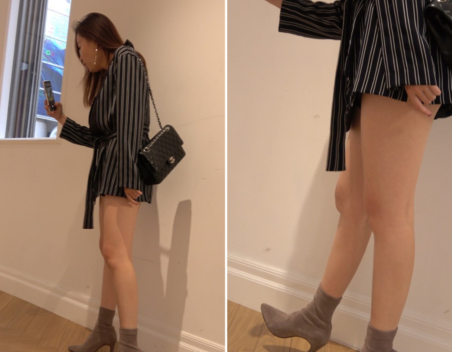 4K - 非常有气质的街拍美腿条纹裙美女姐姐 [1.71 GB/MP4]