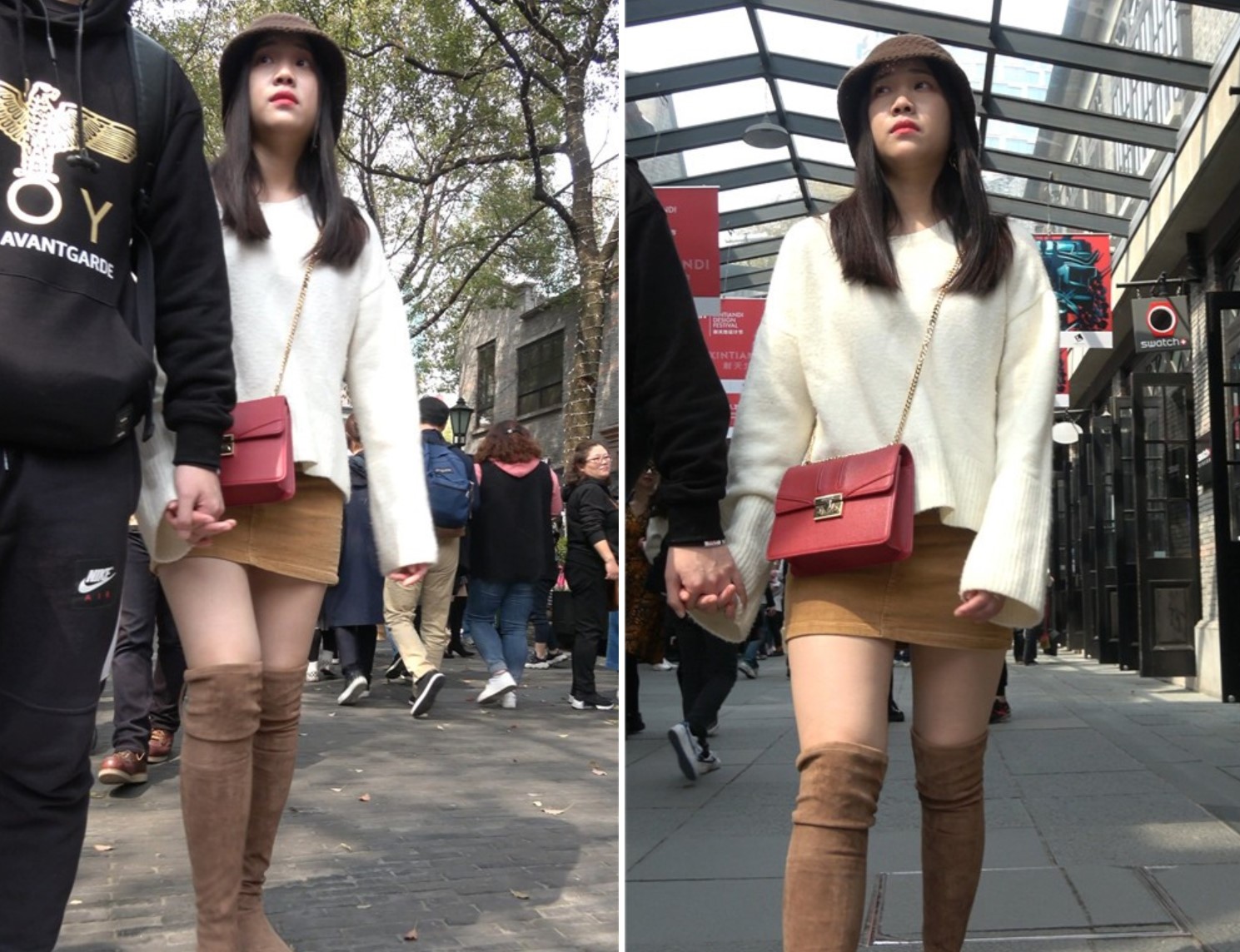 4K - 街拍丝袜美腿长靴短裙甜美妹纸 [831 MB/MP4]