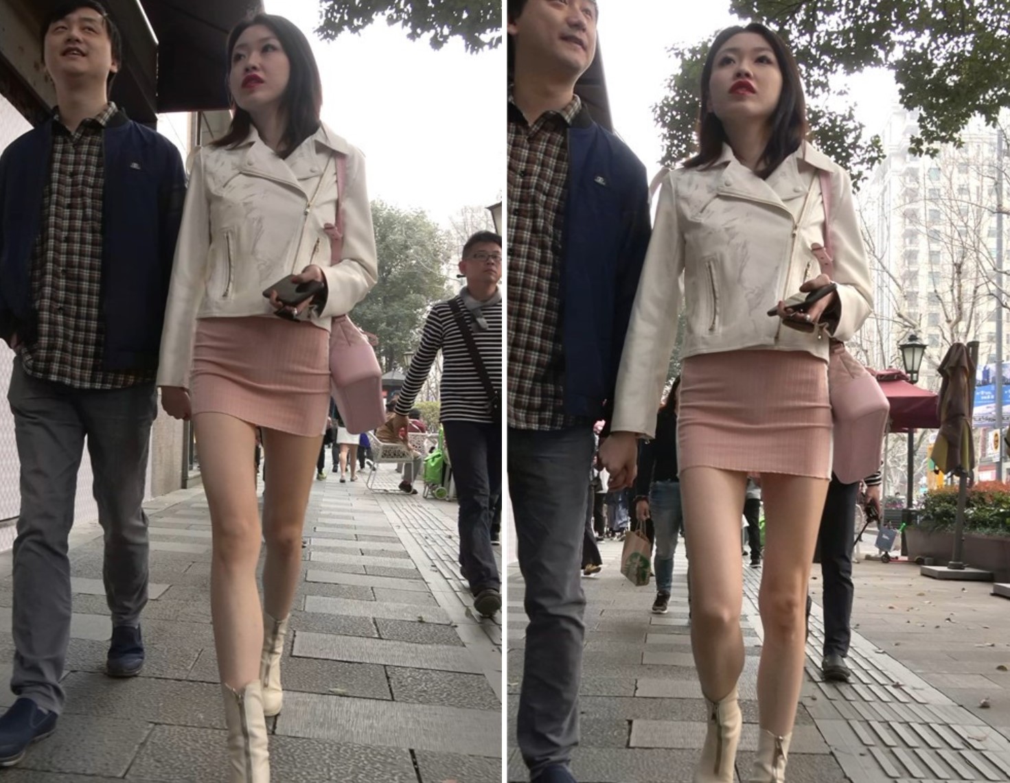 4K - 粉色短裙街拍丝袜气质街拍美女 [1.80 GB/MP4]