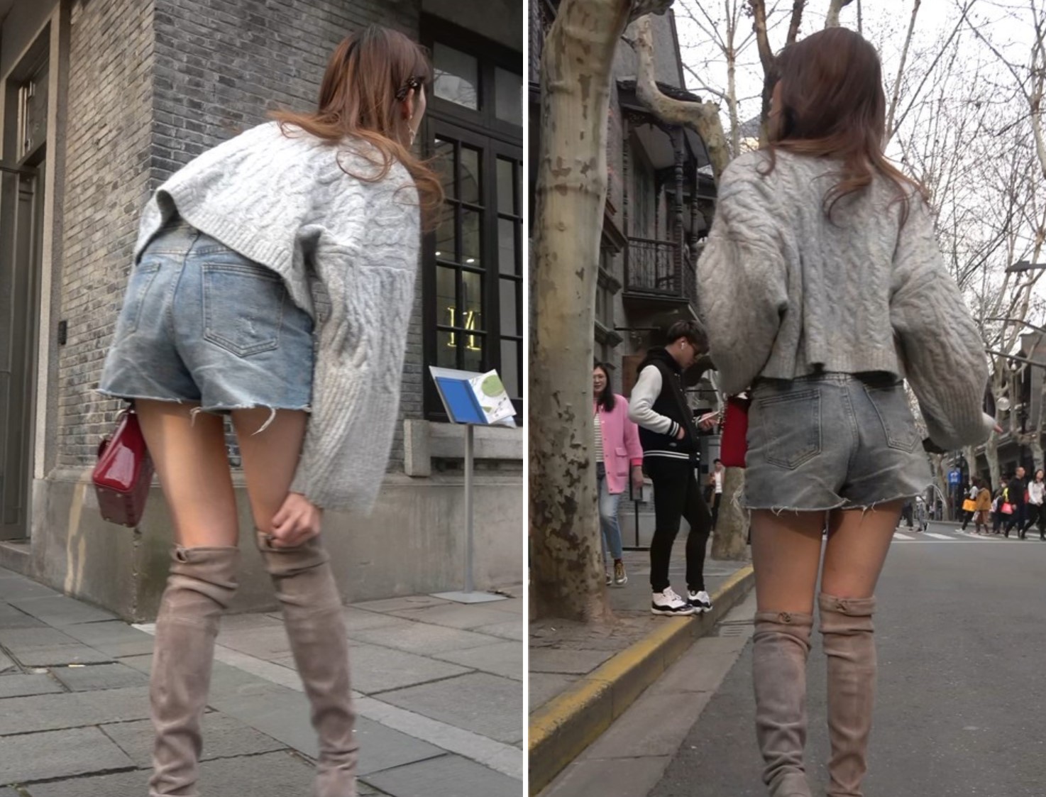 4K - 性感大长腿长靴热裤街拍美女 [2.33 GB/MP4]