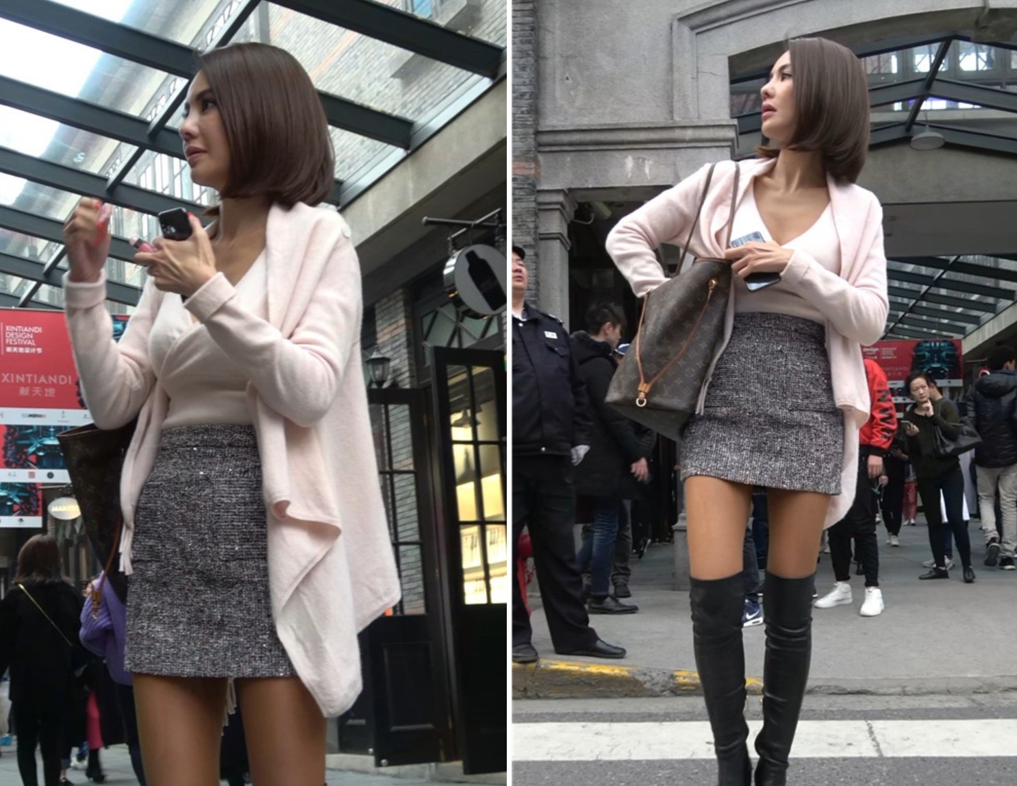 4K - 短裙丝袜美腿长筒靴性感街拍美女 [845 MB/MP4]