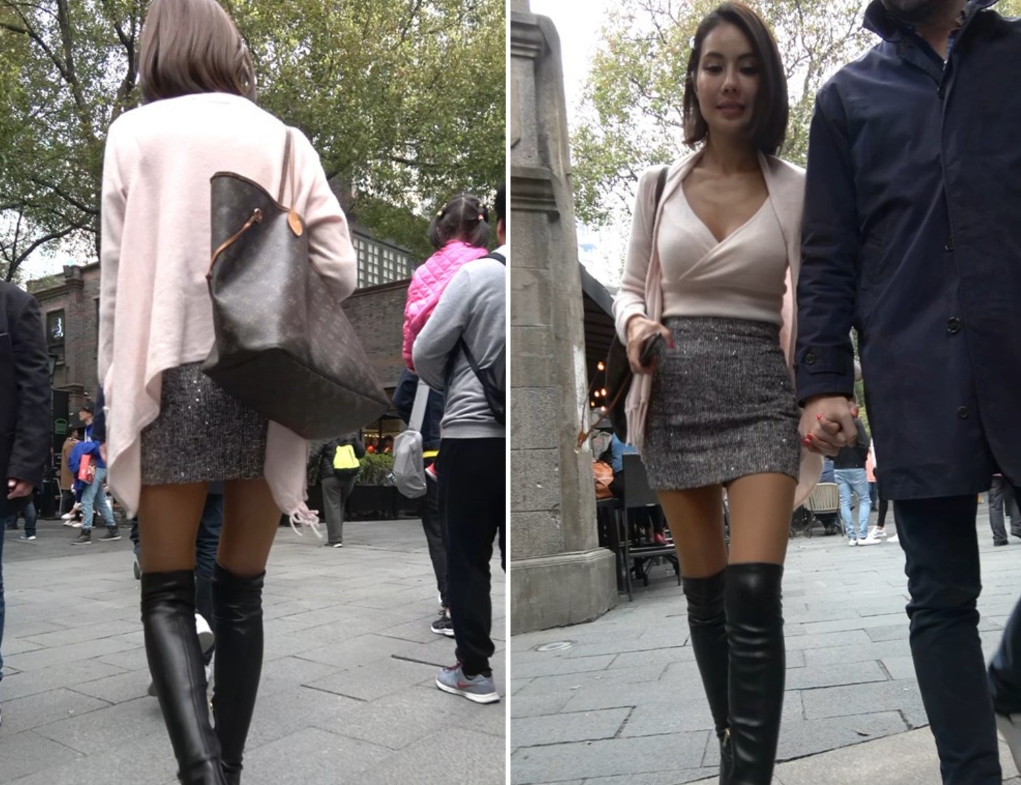 4K - 短裙丝袜美腿长筒靴性感街拍美女 [845 MB/MP4]