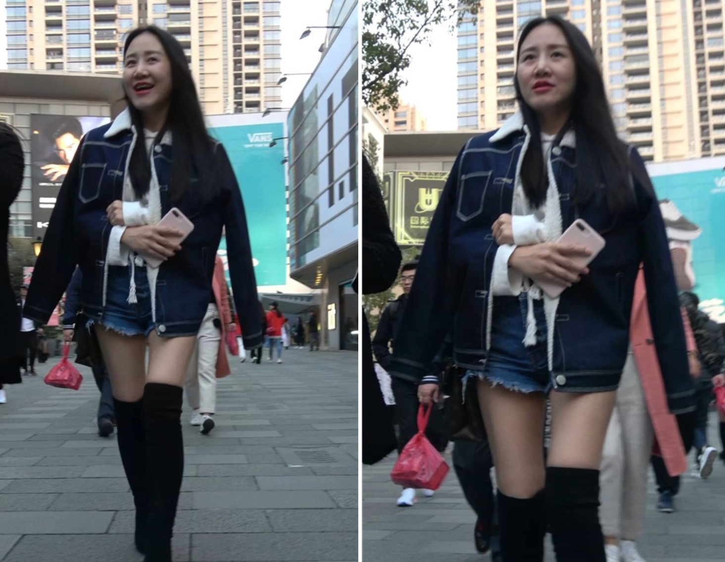 4K - 街拍超短牛仔热裤长靴MM [2.06 GB/MP4]