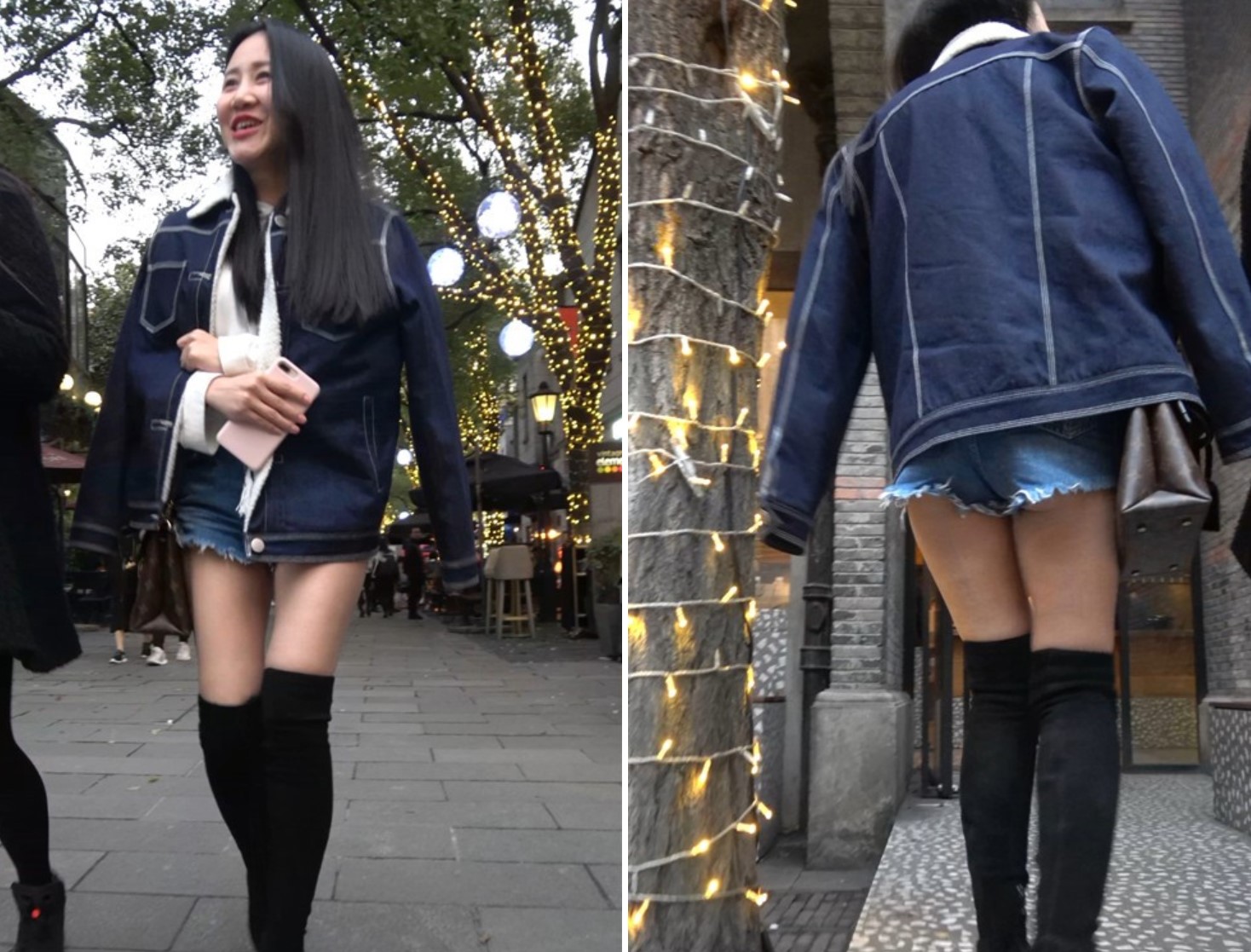 4K - 街拍超短牛仔热裤长靴MM [2.06 GB/MP4]