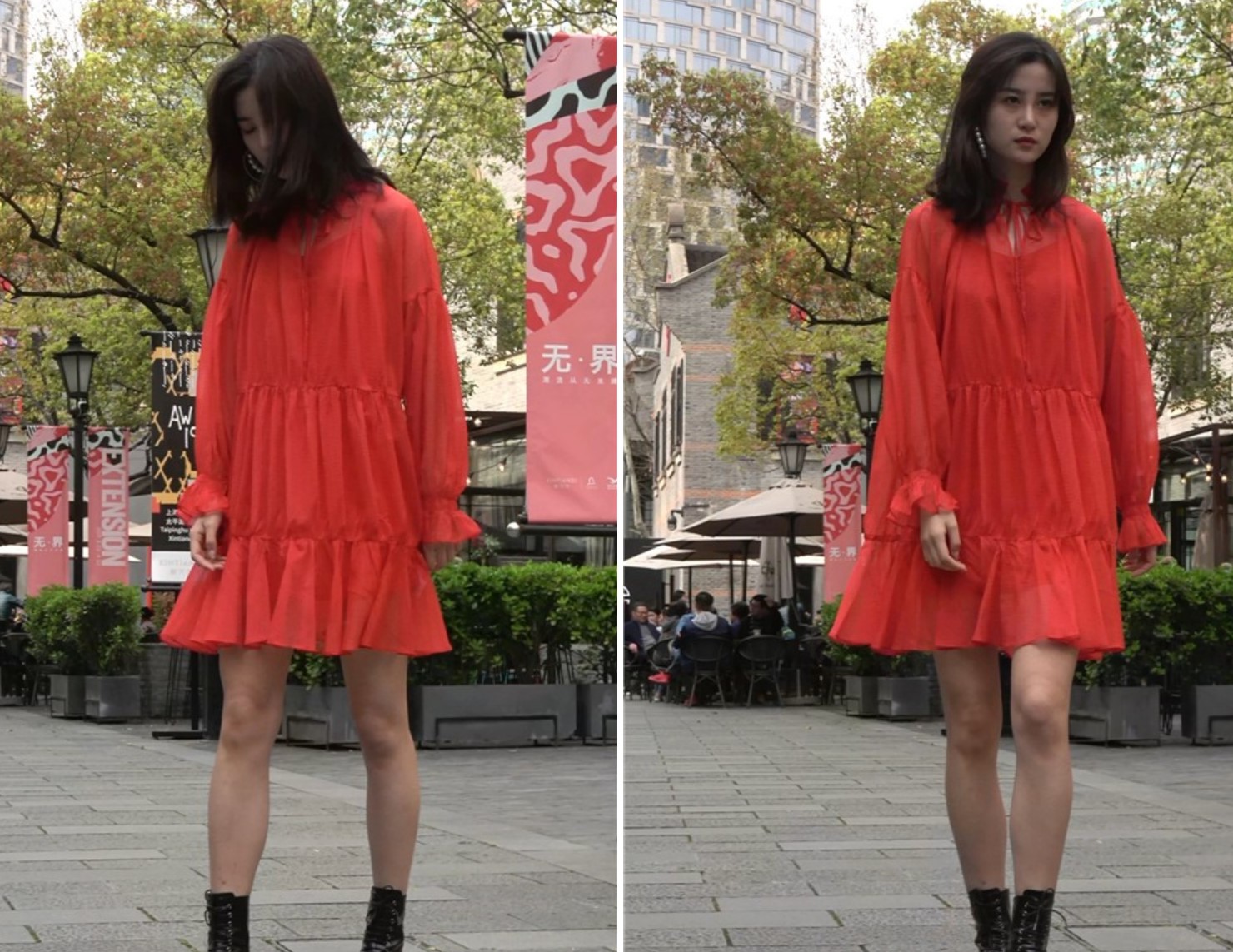 美丽气质红裙街拍美女