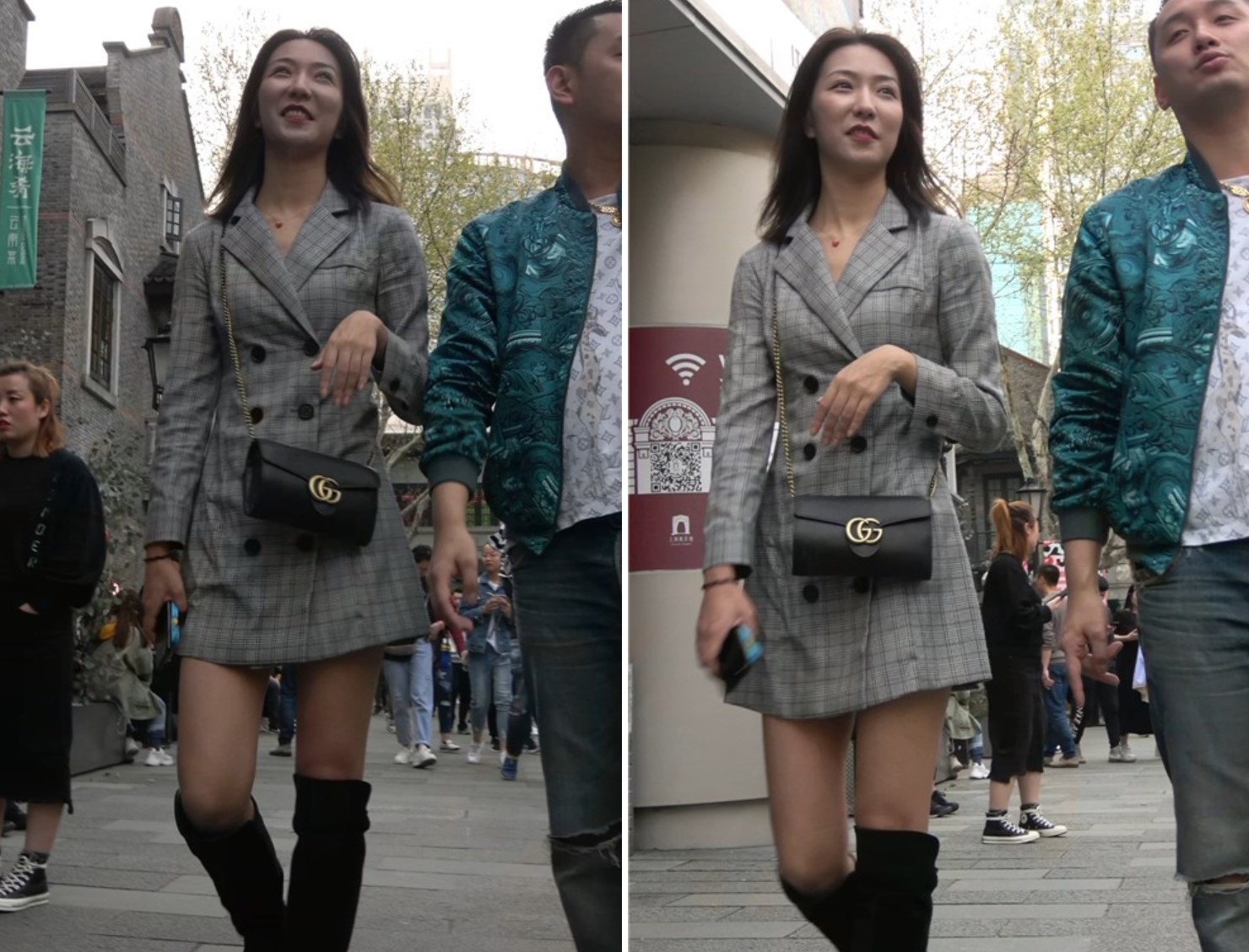 楚楚动人的长靴美腿街拍美女